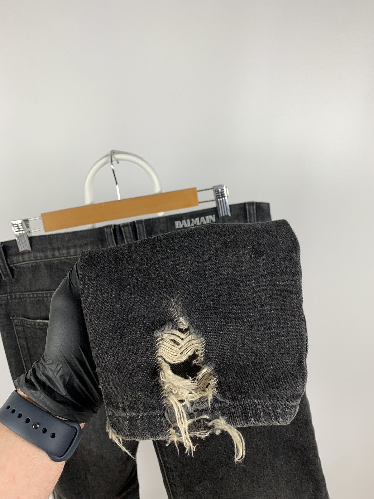Balmain Balmain Paris Grey Biker Denim Jeans Pants Size US 31 - 19 Thumbnail