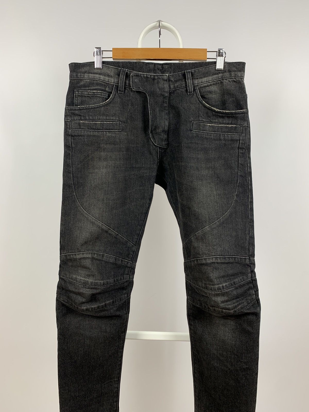 Balmain Balmain Paris Grey Biker Denim Jeans Pants Size US 31 - 3 Thumbnail