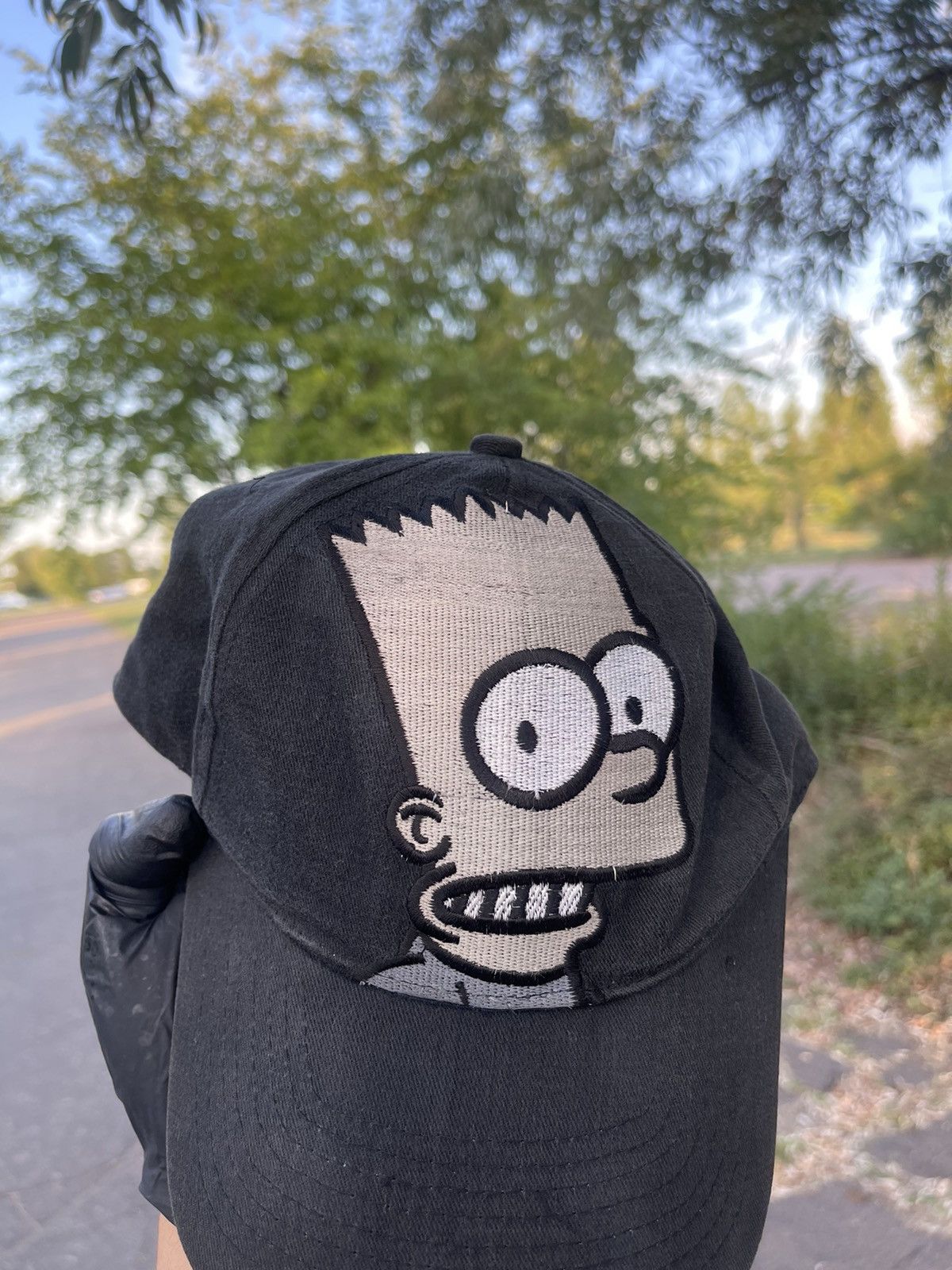 The Simpsons 1998 Vintage Bart Simpsons Y2K Style Faded Black Cap Hat Size ONE SIZE - 4 Thumbnail