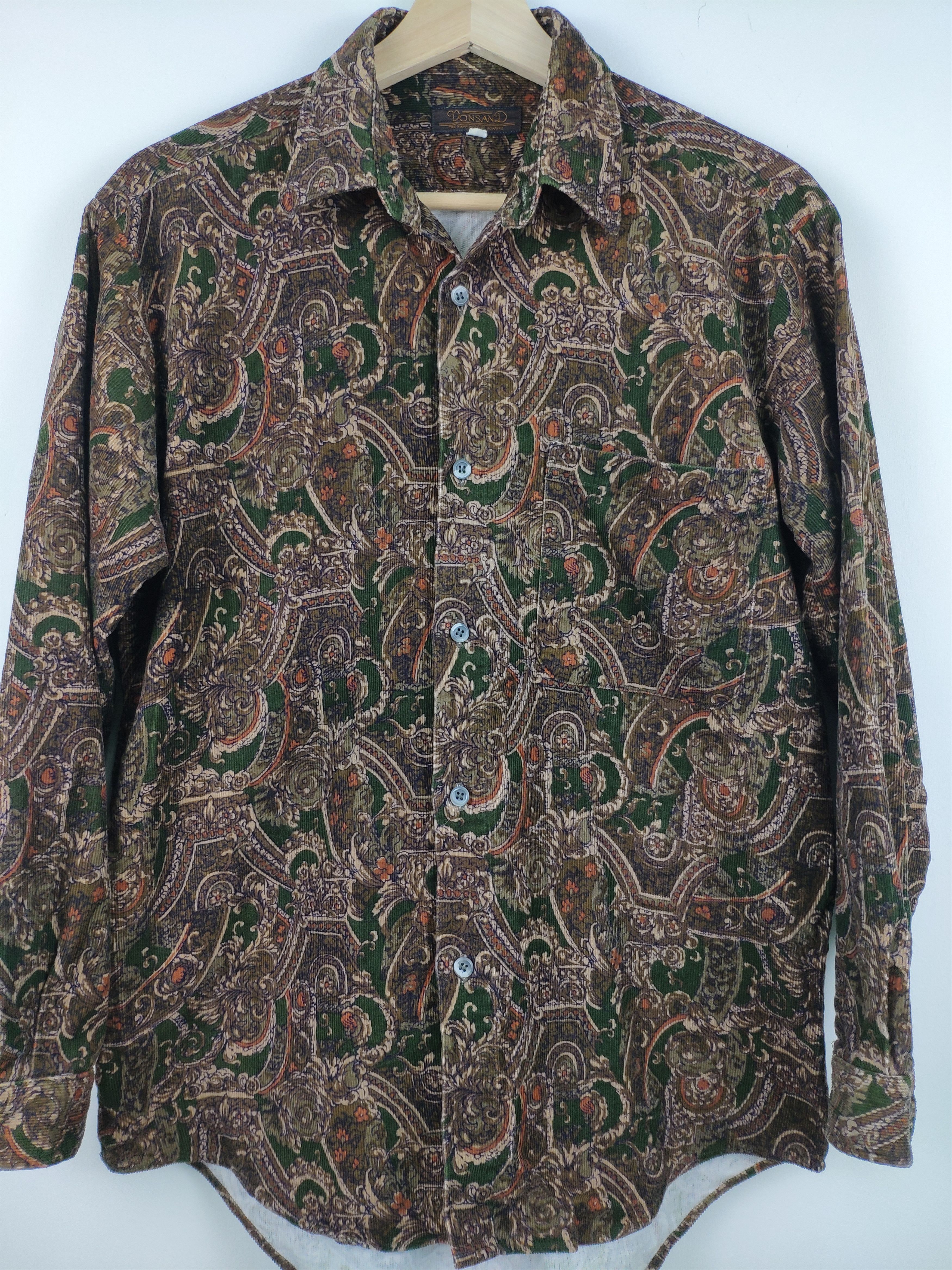 Flannel × Vintage Steal 💥 Vintage Corduroy Flannel Paisley Style Size M / US 6-8 / IT 42-44 - 2 Thumbnail