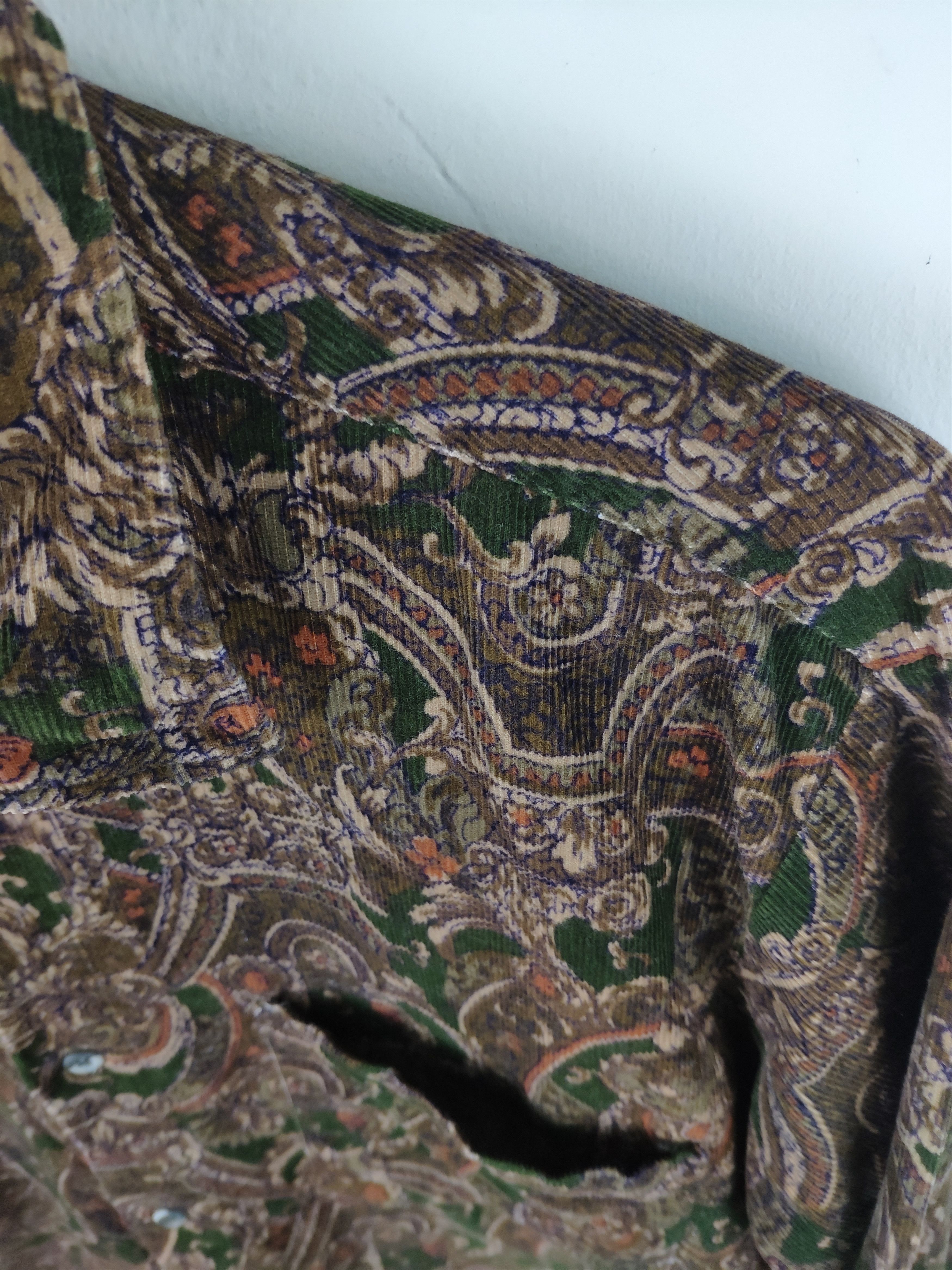 Flannel × Vintage Steal 💥 Vintage Corduroy Flannel Paisley Style Size M / US 6-8 / IT 42-44 - 3 Thumbnail