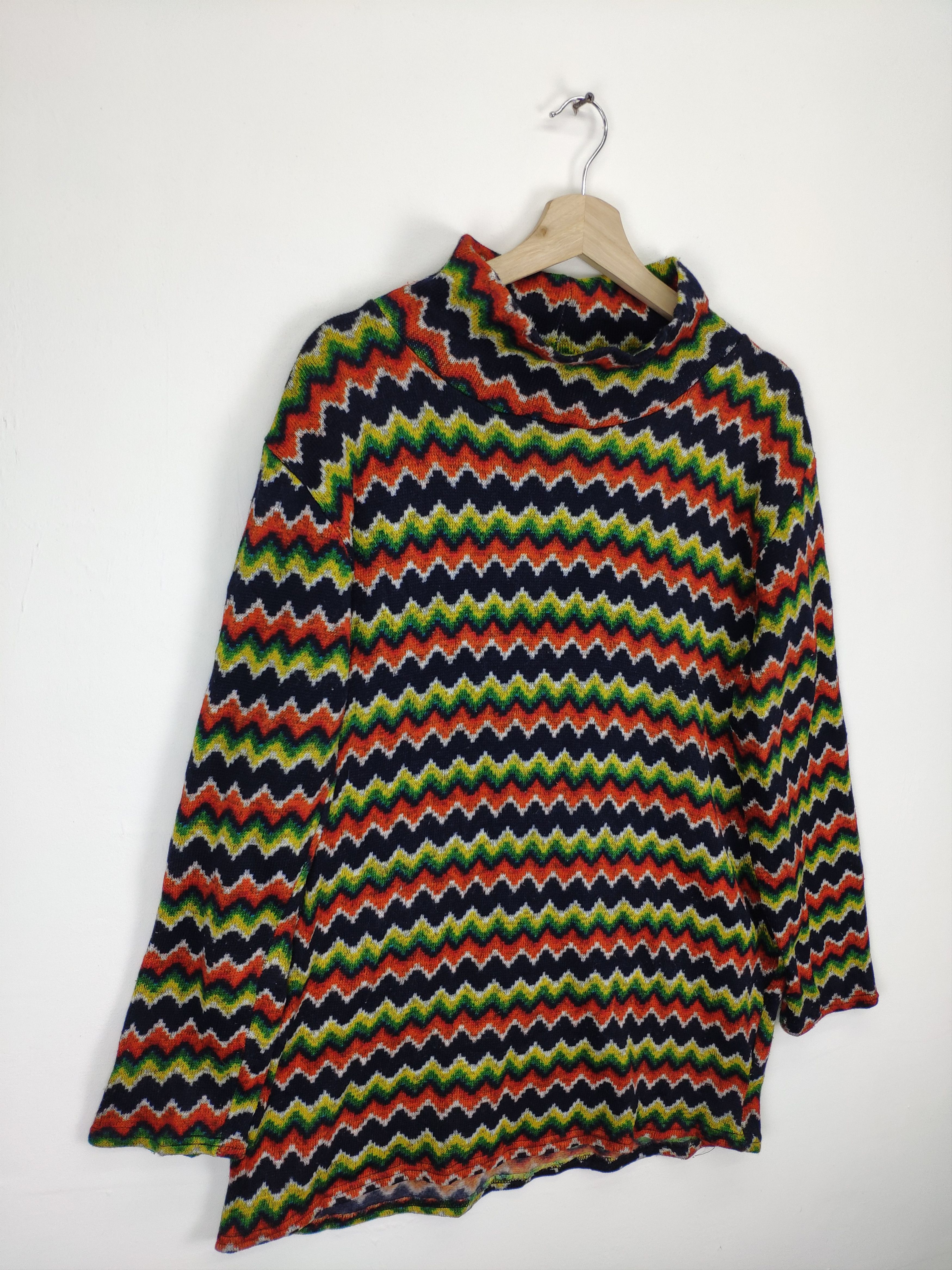 Aran Sweater Market × Japanese Brand × Rainbow Vintage Sweater Rainbow Turtle Neck Size US M / EU 48-50 / 2 - 3 Thumbnail
