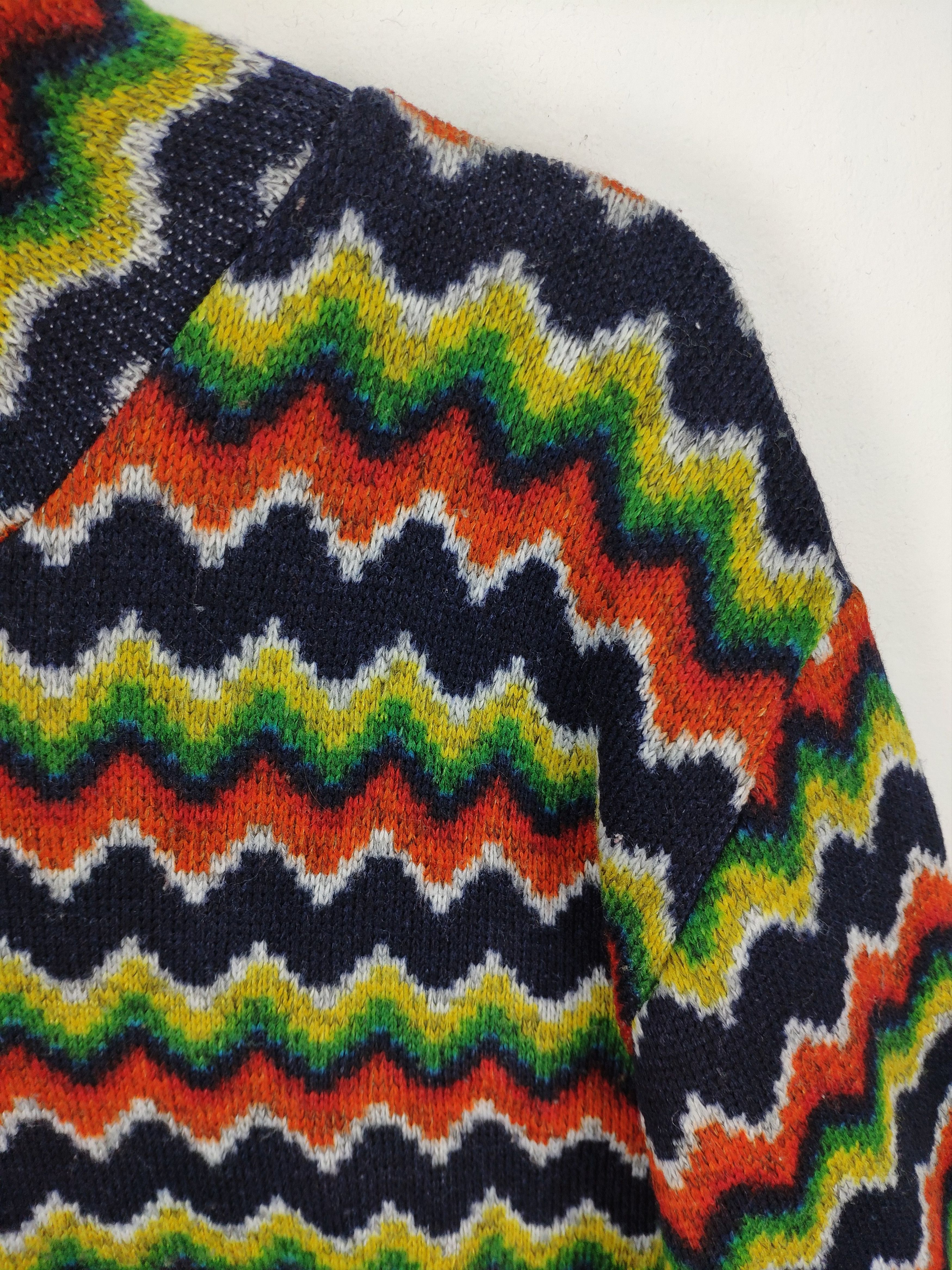 Aran Sweater Market × Japanese Brand × Rainbow Vintage Sweater Rainbow Turtle Neck Size US M / EU 48-50 / 2 - 8 Thumbnail