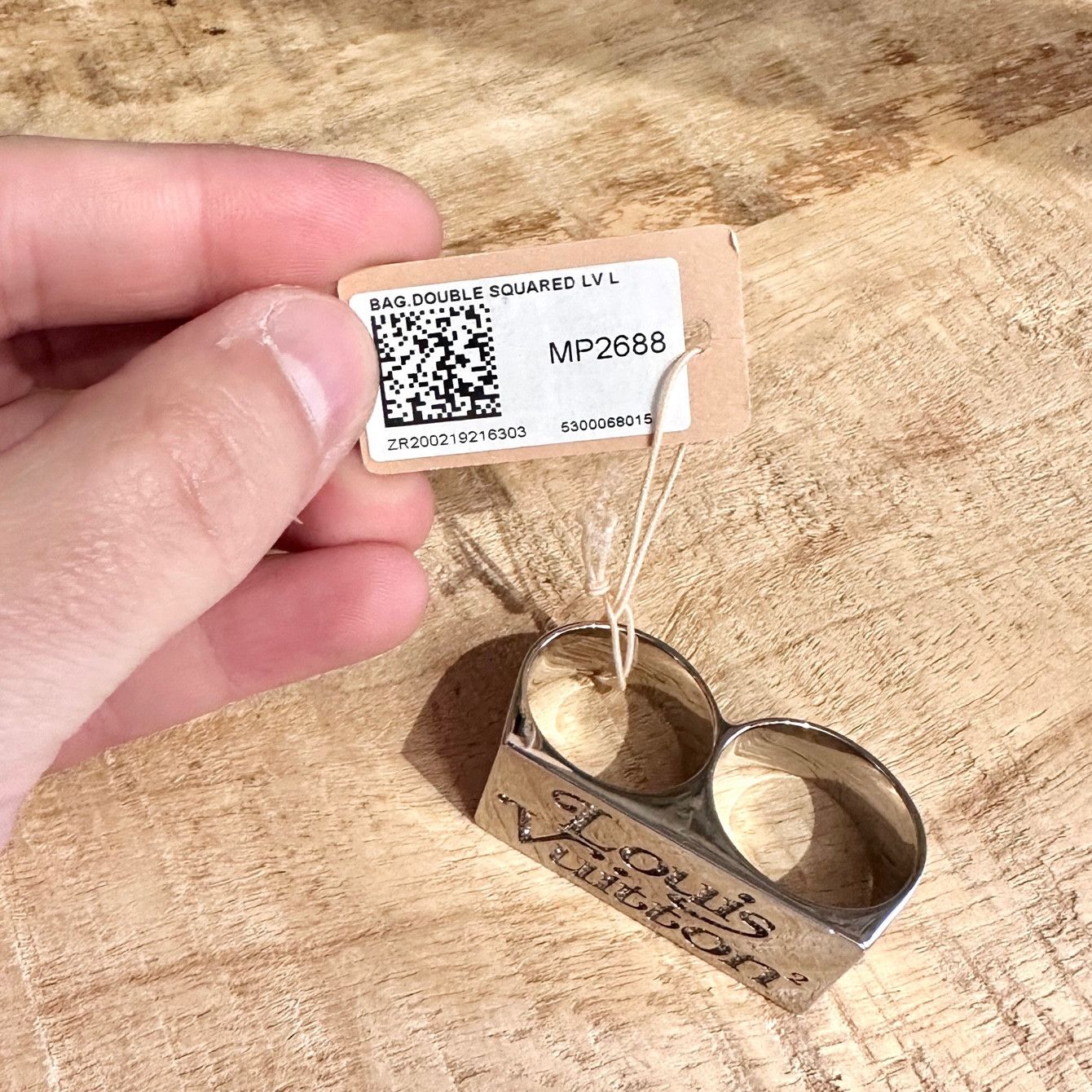 Louis Vuitton Louis Vuitton X Nigo Squared Strass Logo Double Ring Size ONE SIZE - 11 Thumbnail