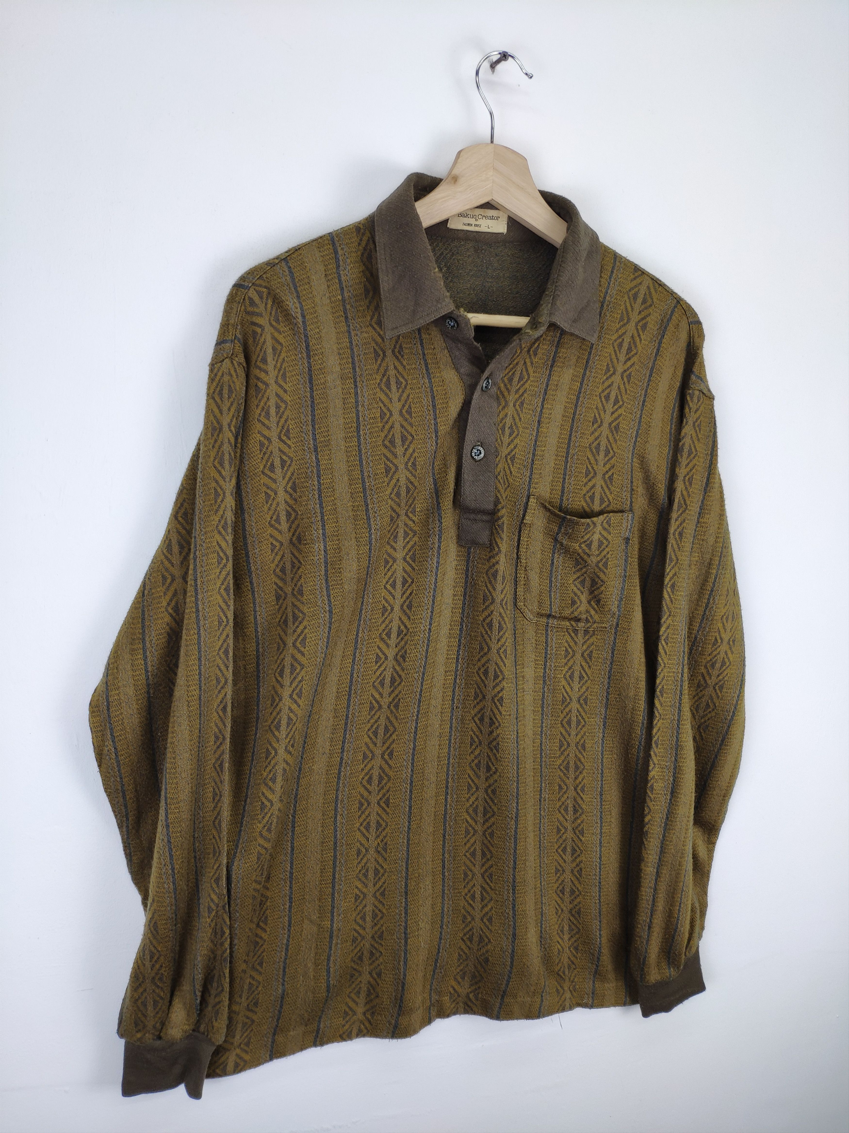 Japanese Brand × Vintage Vintage Wool Polo Shirt Long Sleeve Native Size US M / EU 48-50 / 2 - 3 Thumbnail