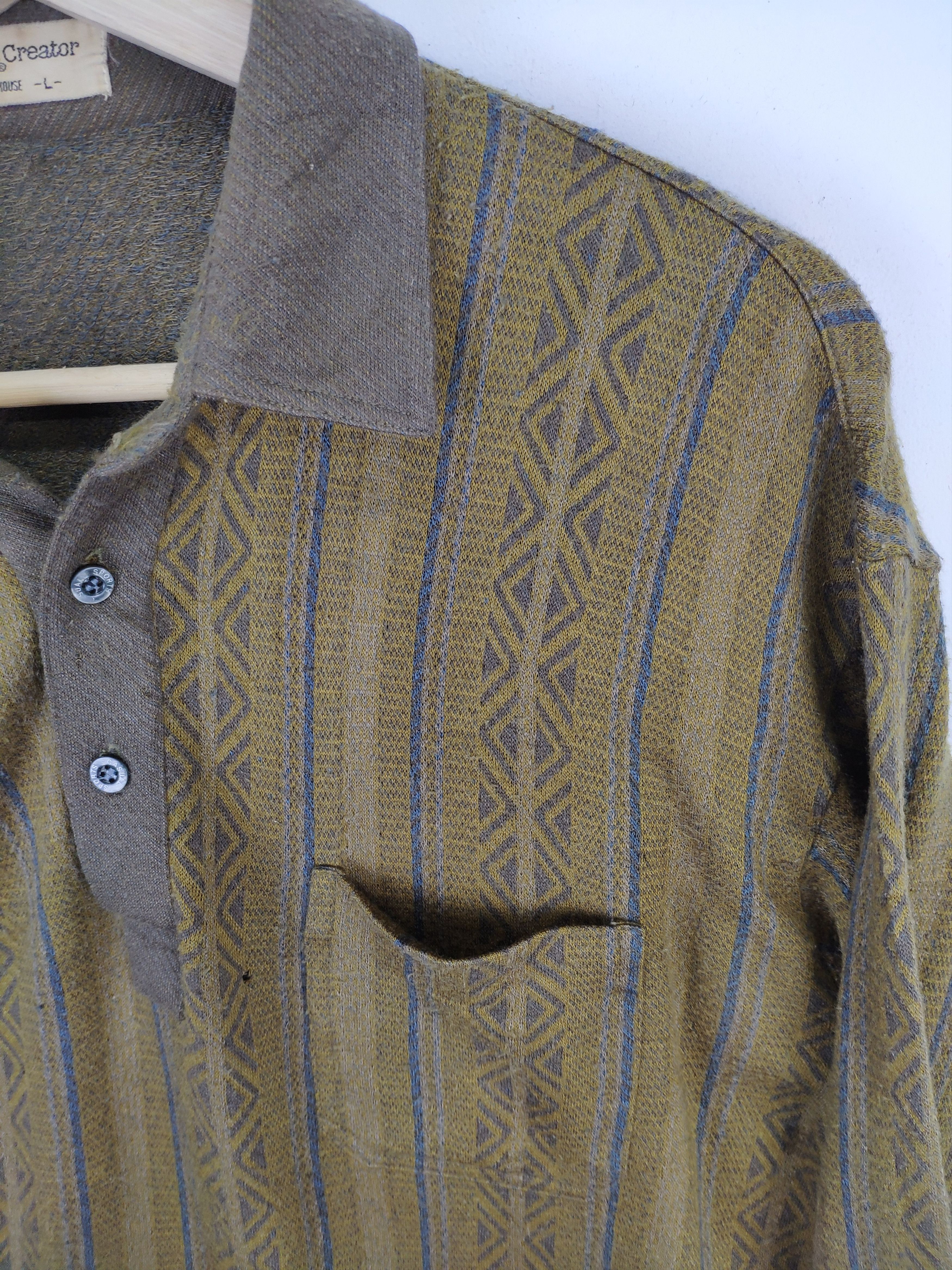 Japanese Brand × Vintage Vintage Wool Polo Shirt Long Sleeve Native Size US M / EU 48-50 / 2 - 6 Thumbnail