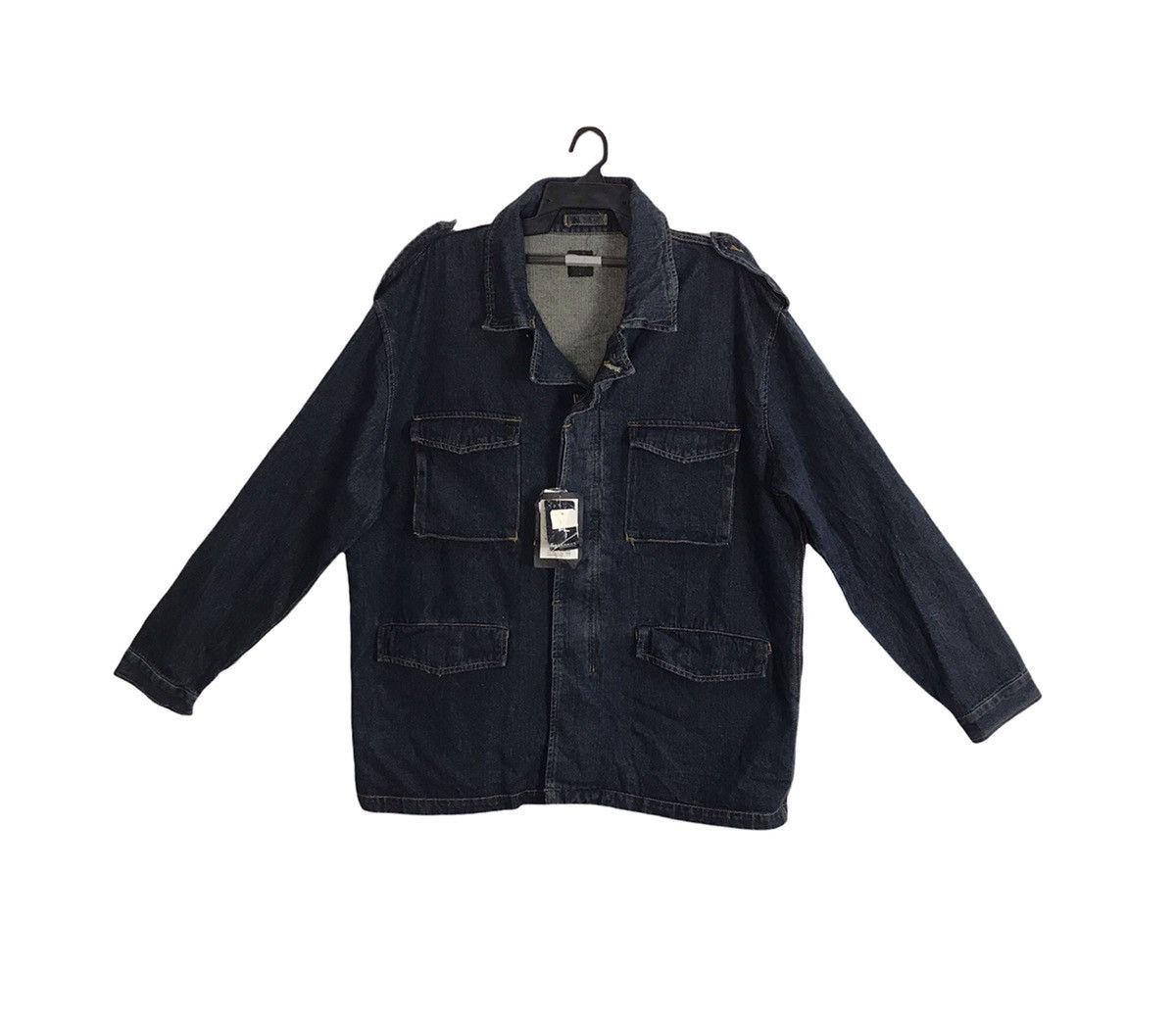 image of Persons x Vintage 90's Person’S Indigo Denim Jacket Dark Wash Multi Pocket, Men's (Size 2XL)