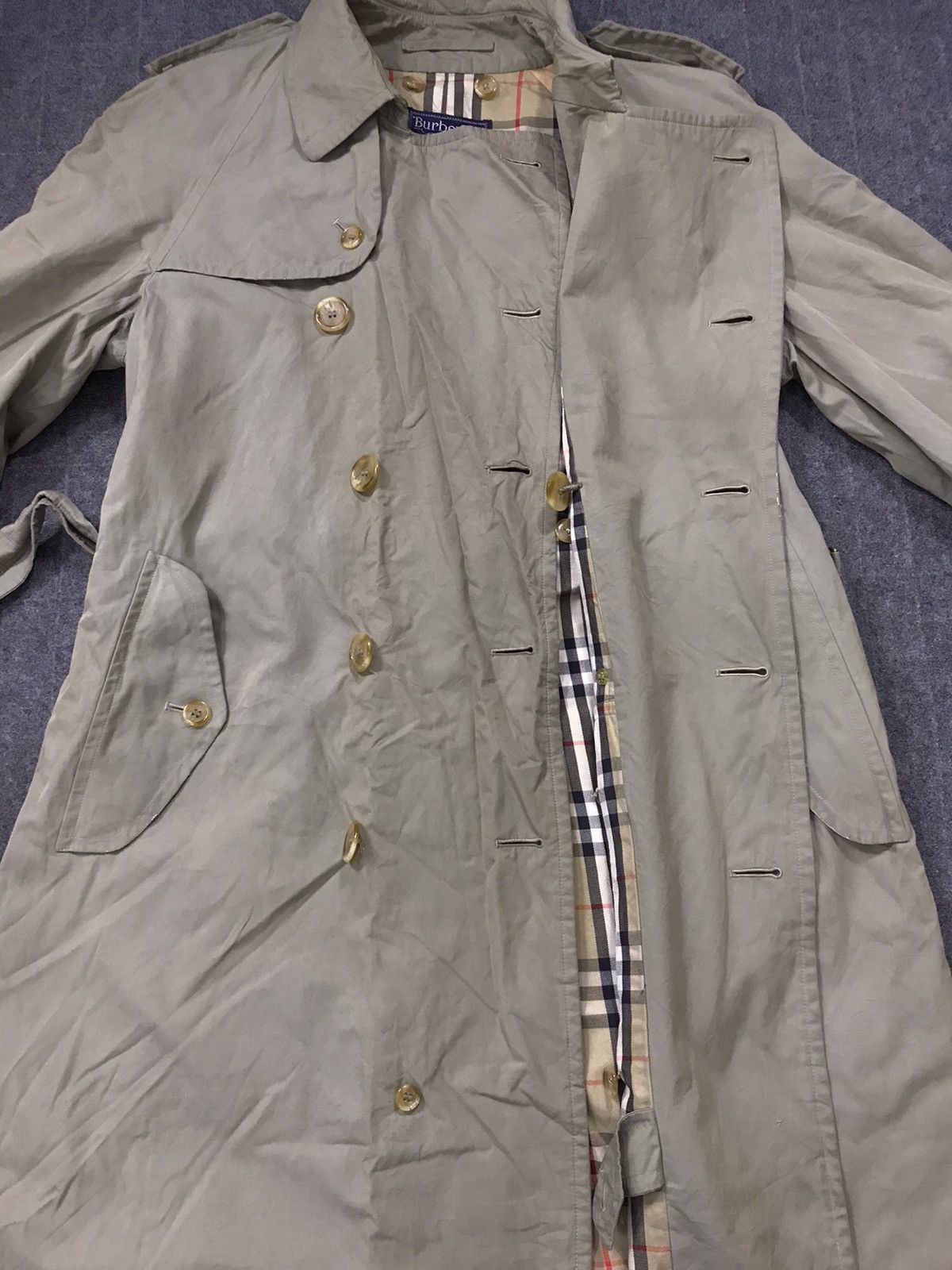Burberry × Designer Burberry Nova Check Monogram Trench Coat Double Breasted Size US XL / EU 56 / 4 - 5 Thumbnail