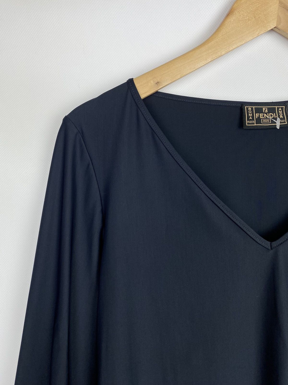 Fendi × Vintage VTG Fendi Jeans ladies long sleeve studded logo top tunic Size M / US 6-8 / IT 42-44 - 4 Thumbnail