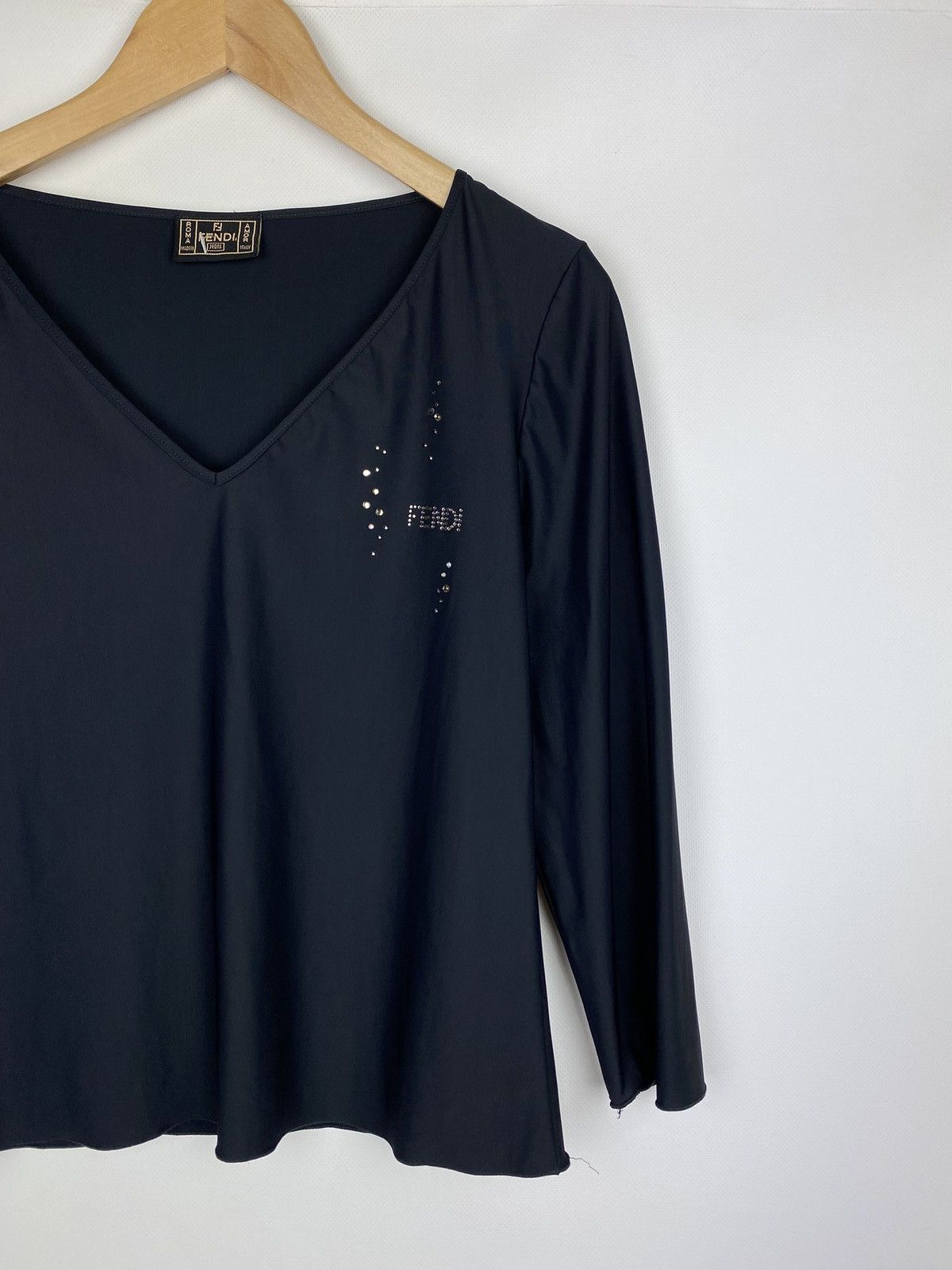 Fendi × Vintage VTG Fendi Jeans ladies long sleeve studded logo top tunic Size M / US 6-8 / IT 42-44 - 3 Thumbnail
