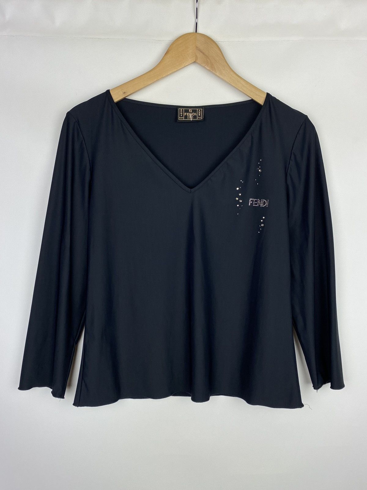 Fendi × Vintage VTG Fendi Jeans ladies long sleeve studded logo top tunic Size M / US 6-8 / IT 42-44 - 1 Thumbnail