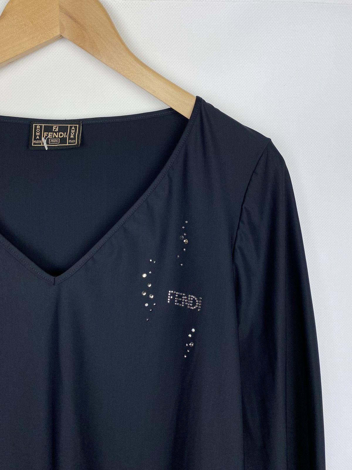 Fendi × Vintage VTG Fendi Jeans ladies long sleeve studded logo top tunic Size M / US 6-8 / IT 42-44 - 5 Thumbnail