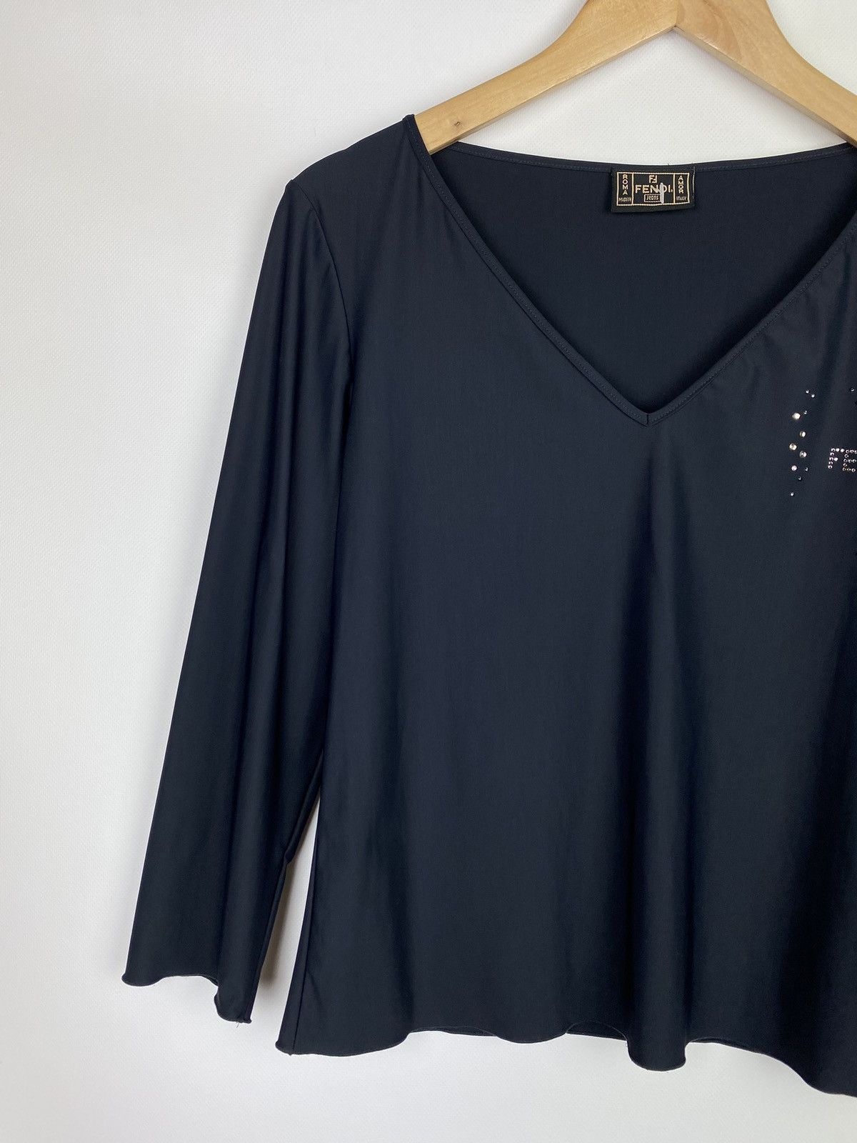 Fendi × Vintage VTG Fendi Jeans ladies long sleeve studded logo top tunic Size M / US 6-8 / IT 42-44 - 2 Thumbnail