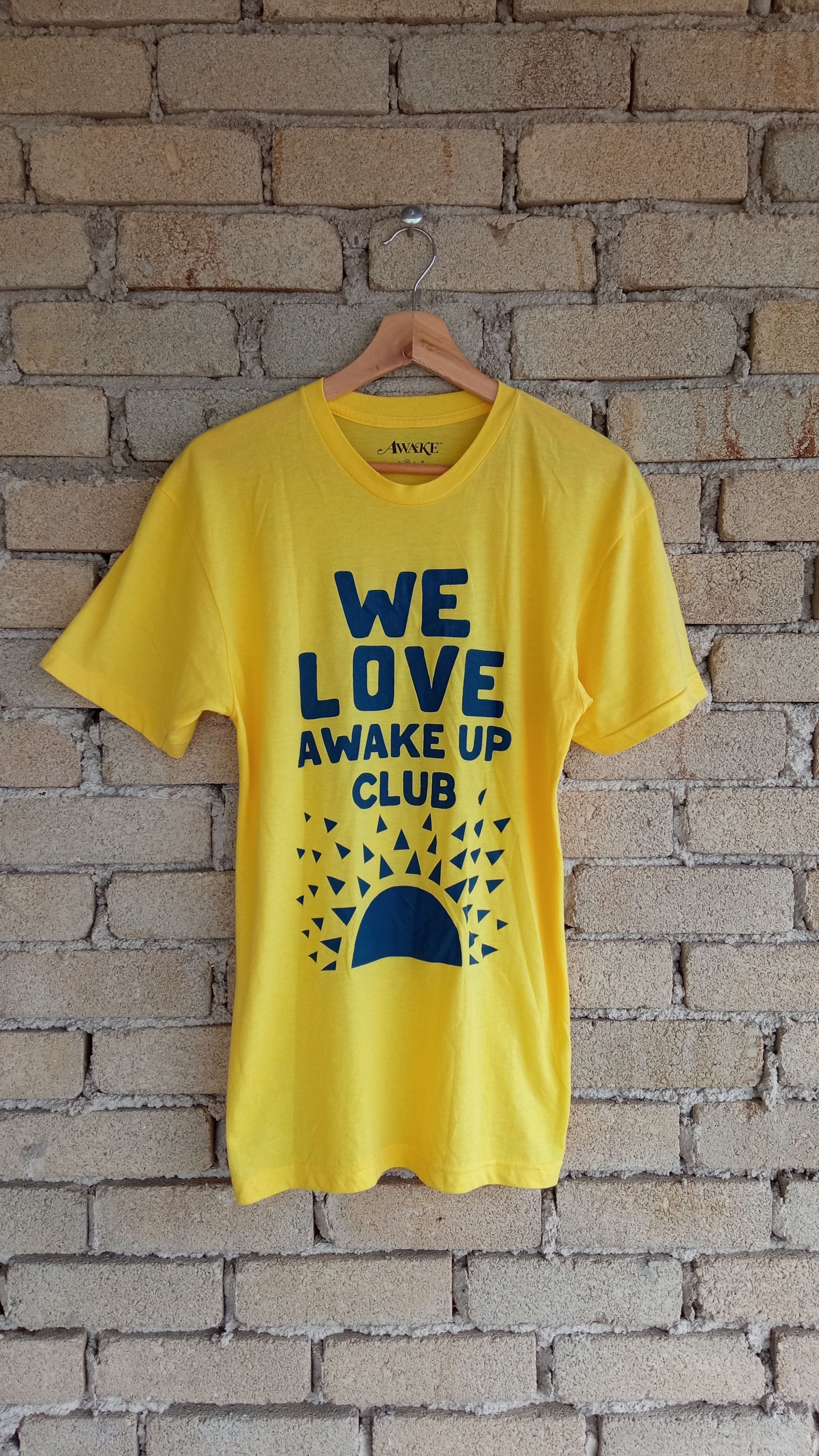 image of Awake Ny We Love Awake Up Club T-Shirt in Yellow, Men's (Size Small)