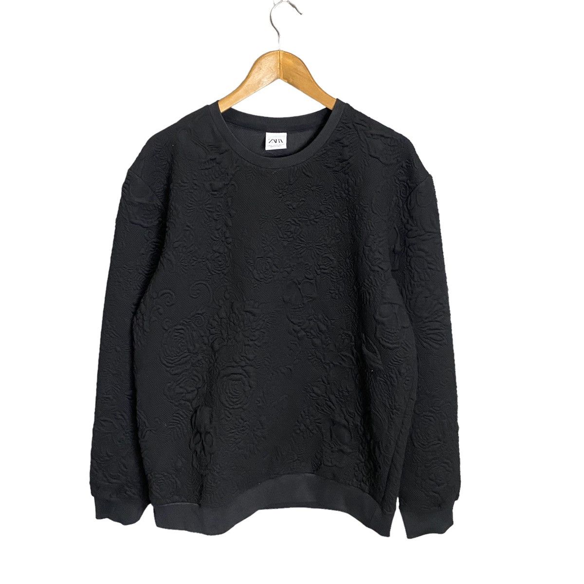 Zara zara allblack monogram skull sweatshirt Grailed