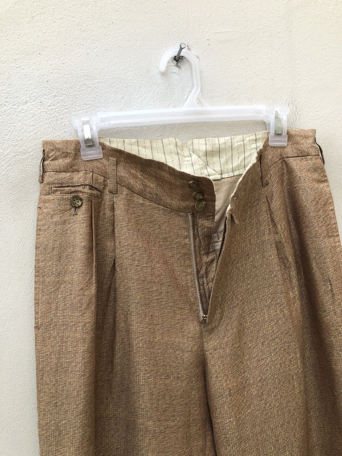 Japanese Brand VTG 90s Monsieur Nicole By Koba Baggy Linen Trouser Pant Size US 30 / EU 46 - 4 Thumbnail