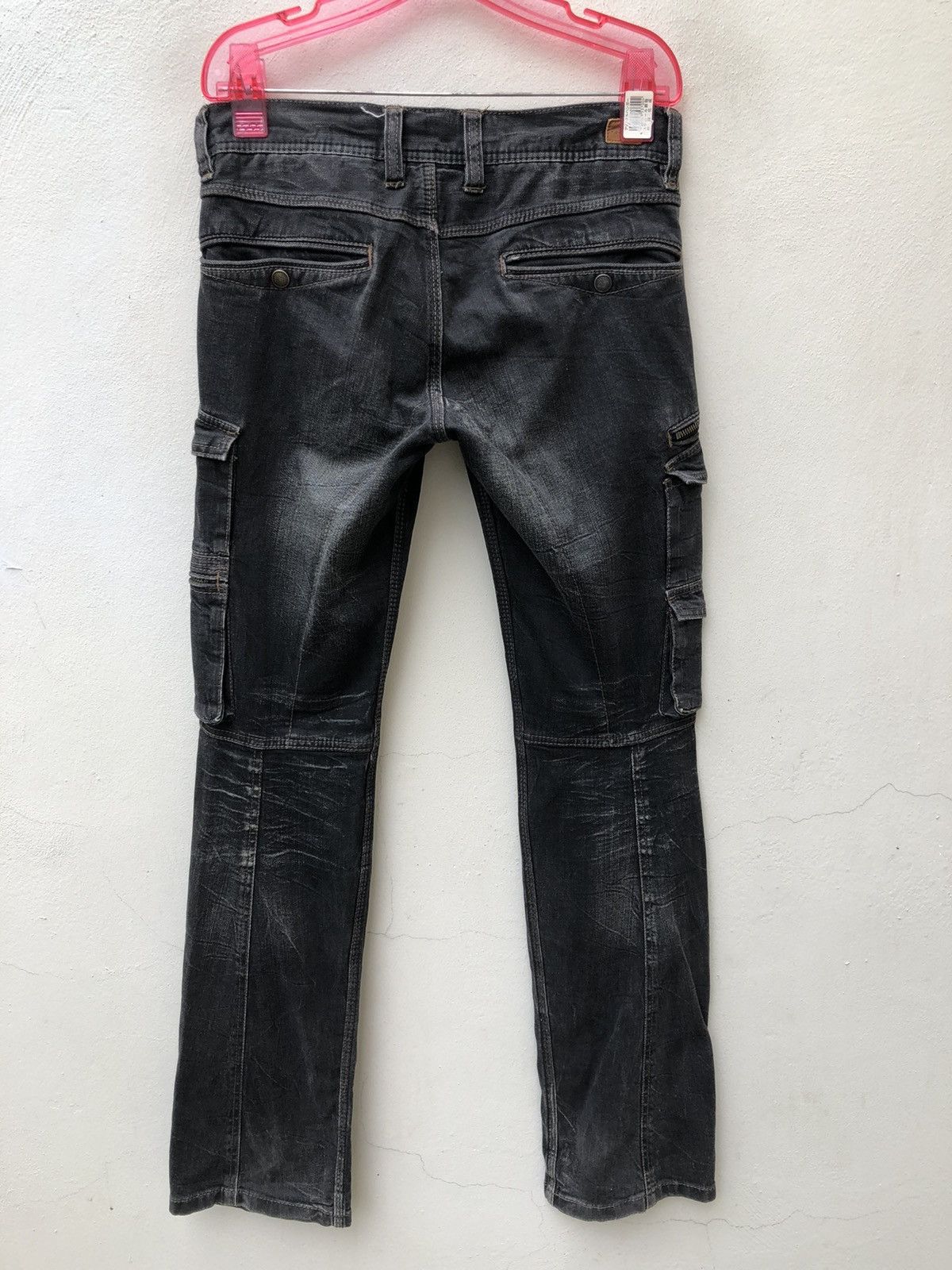 Nicole Club Nicole Japan Faded Black Stretch Denim Cargo Trouser Size US 29 - 14 Thumbnail