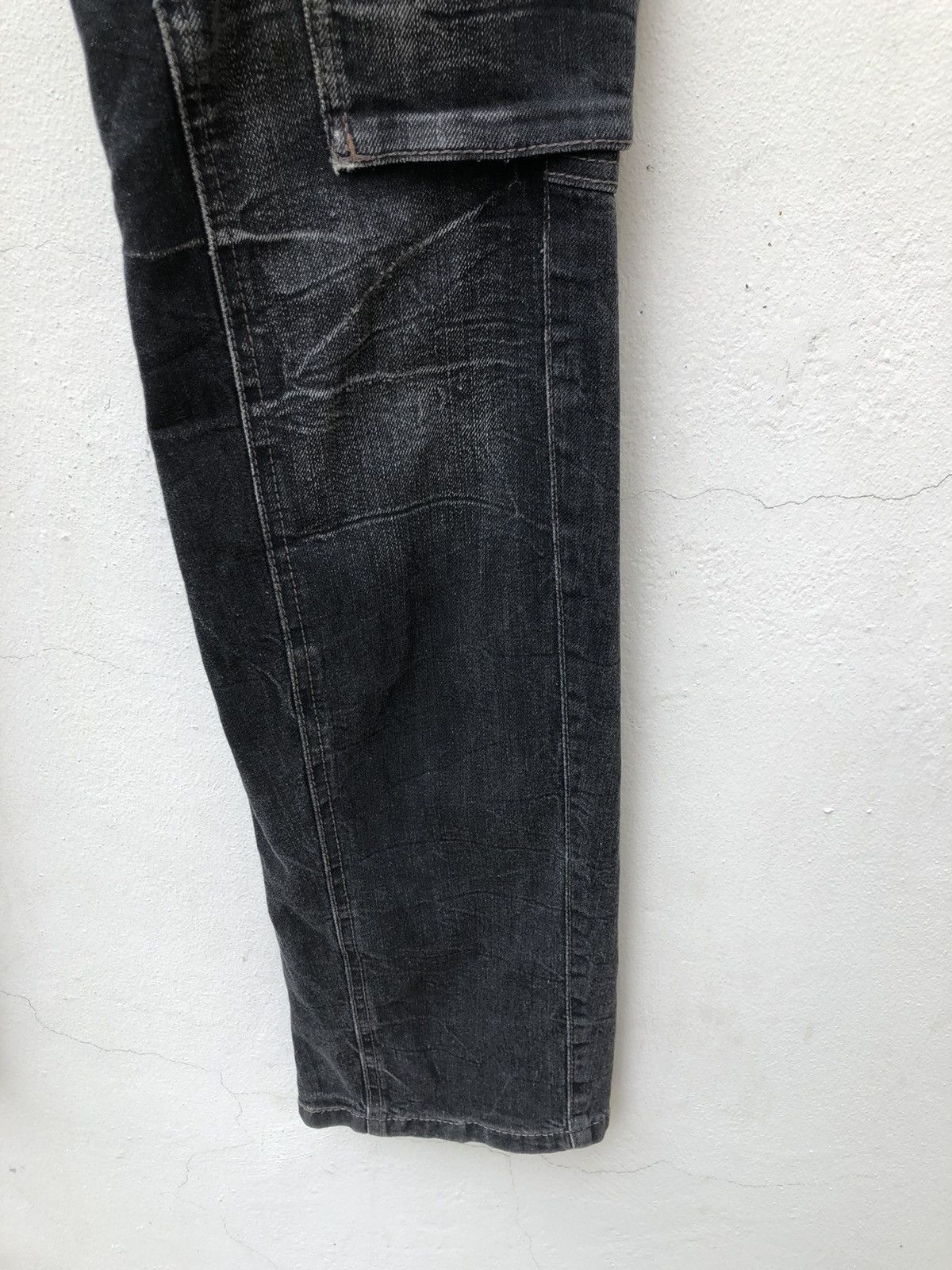 Nicole Club Nicole Japan Faded Black Stretch Denim Cargo Trouser Size US 29 - 13 Thumbnail
