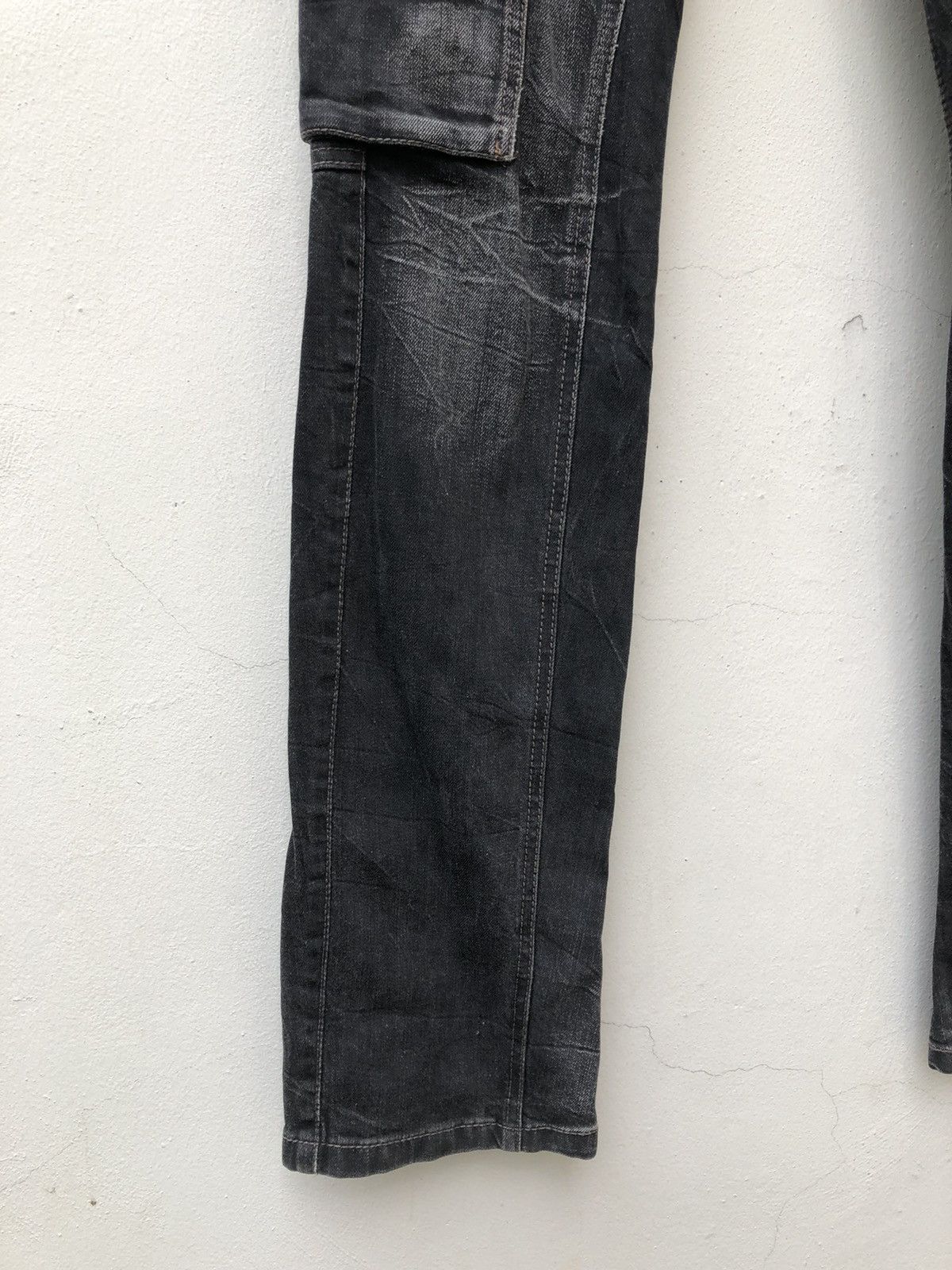 Nicole Club Nicole Japan Faded Black Stretch Denim Cargo Trouser Size US 29 - 11 Thumbnail