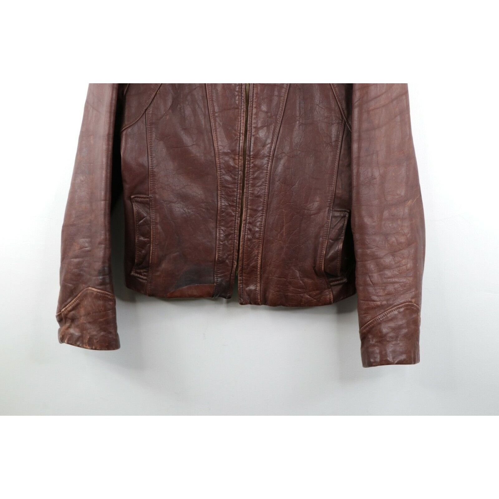Vintage Vintage 50s Mens Medium Distressed Horsehide Leather Jacket Size US M / EU 48-50 / 2 - 3 Thumbnail