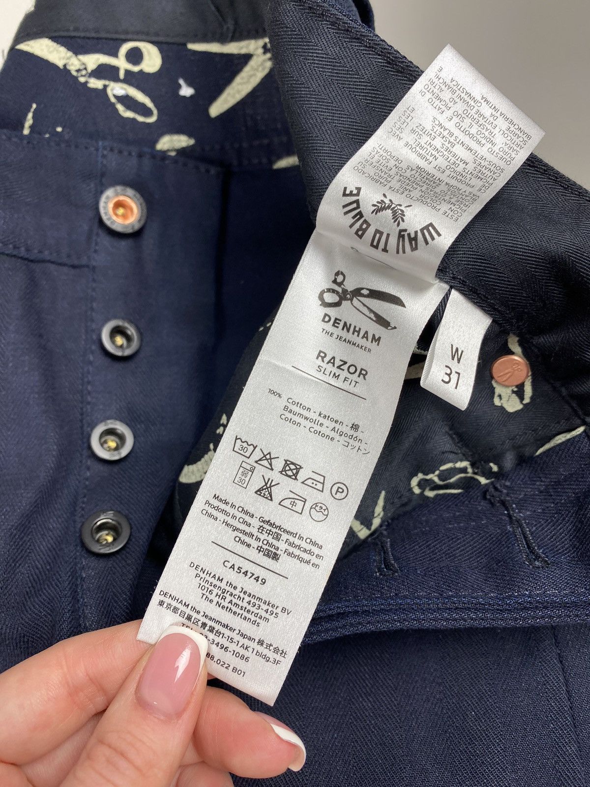 DENHAM Denham Way To Blue men’s Razor slim fit indigo denim jeans Size US 31 - 17 Thumbnail