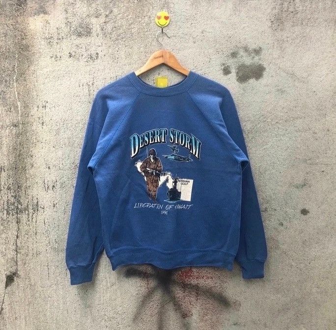 Vintage Vintage 90s dessert storm of kuwait sweatshirt pullover Size US M / EU 48-50 / 2 - 1 Thumbnail
