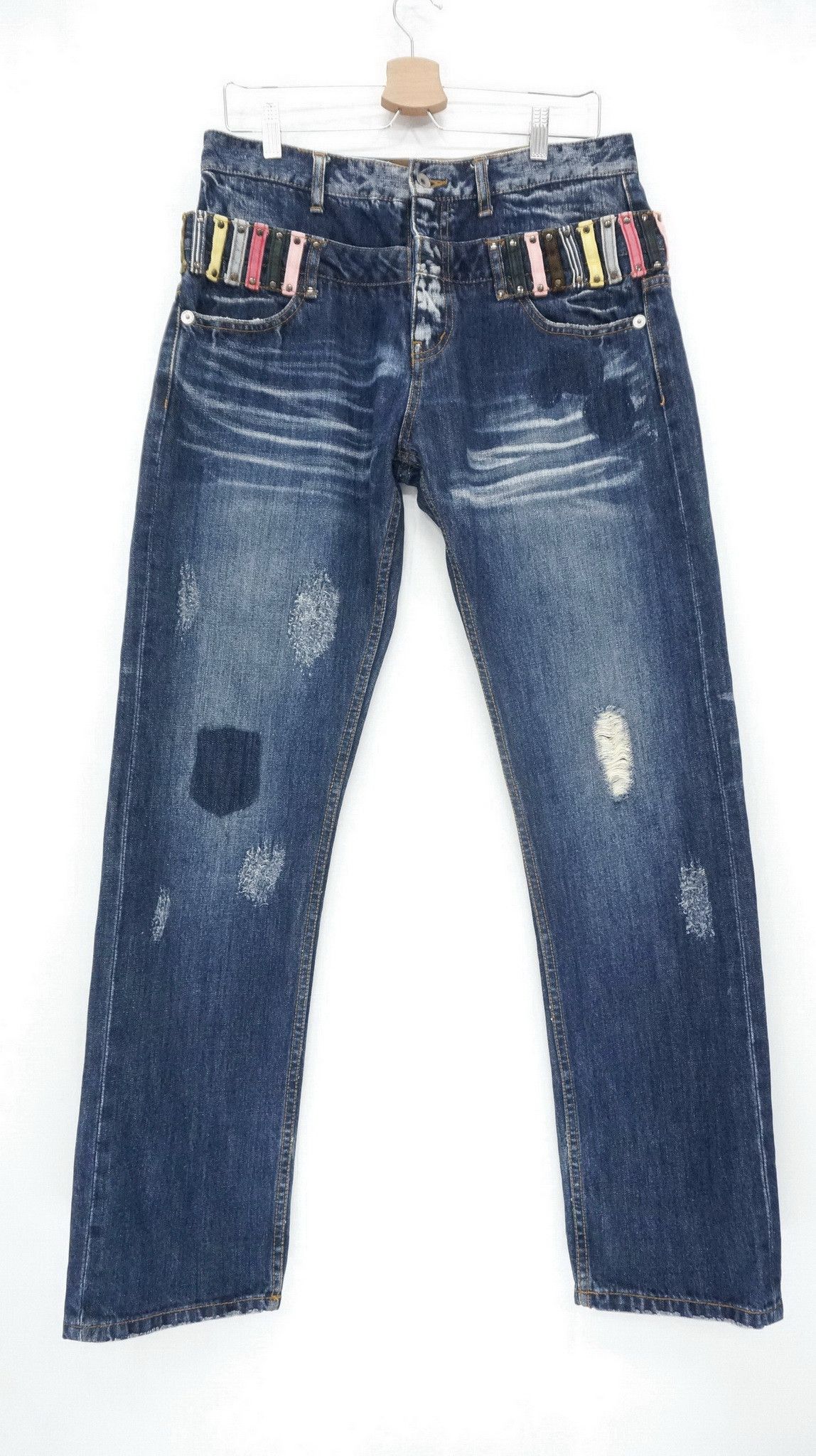 JACKROSE Japan JACKROSE Double Waist Distressed Ripped Jeans Size US 33 - 2 Thumbnail