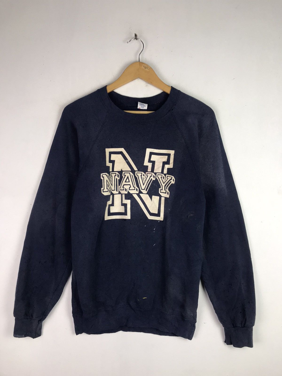 Vintage Vintage Navy Sweatshirt made in Usa Size US M / EU 48-50 / 2 - 1 Thumbnail