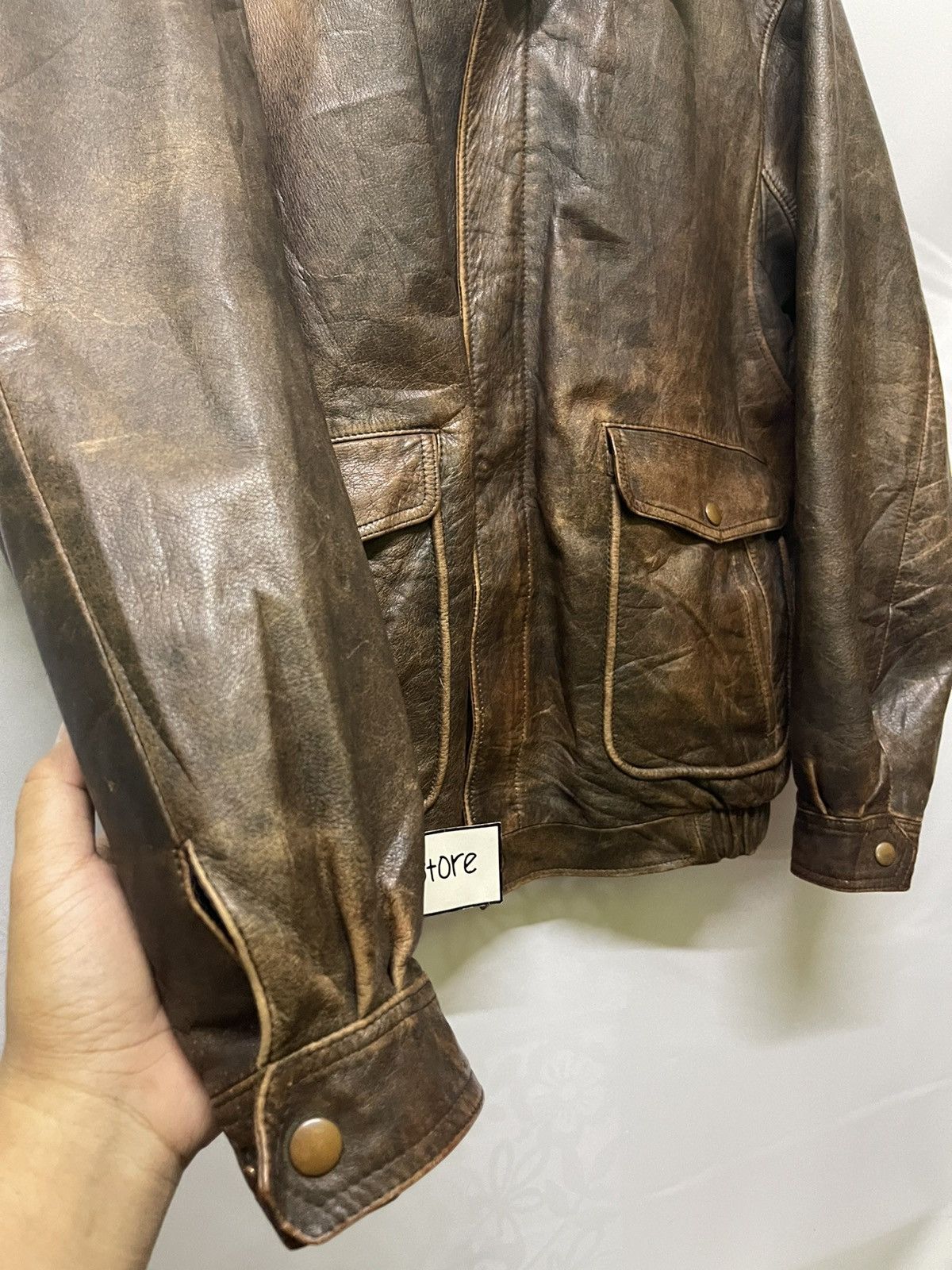 Vintage 📌Binding Offer📌 VINTAGE LEATHER JACKET BOMBER STYLE Size US XL / EU 56 / 4 - 5 Thumbnail