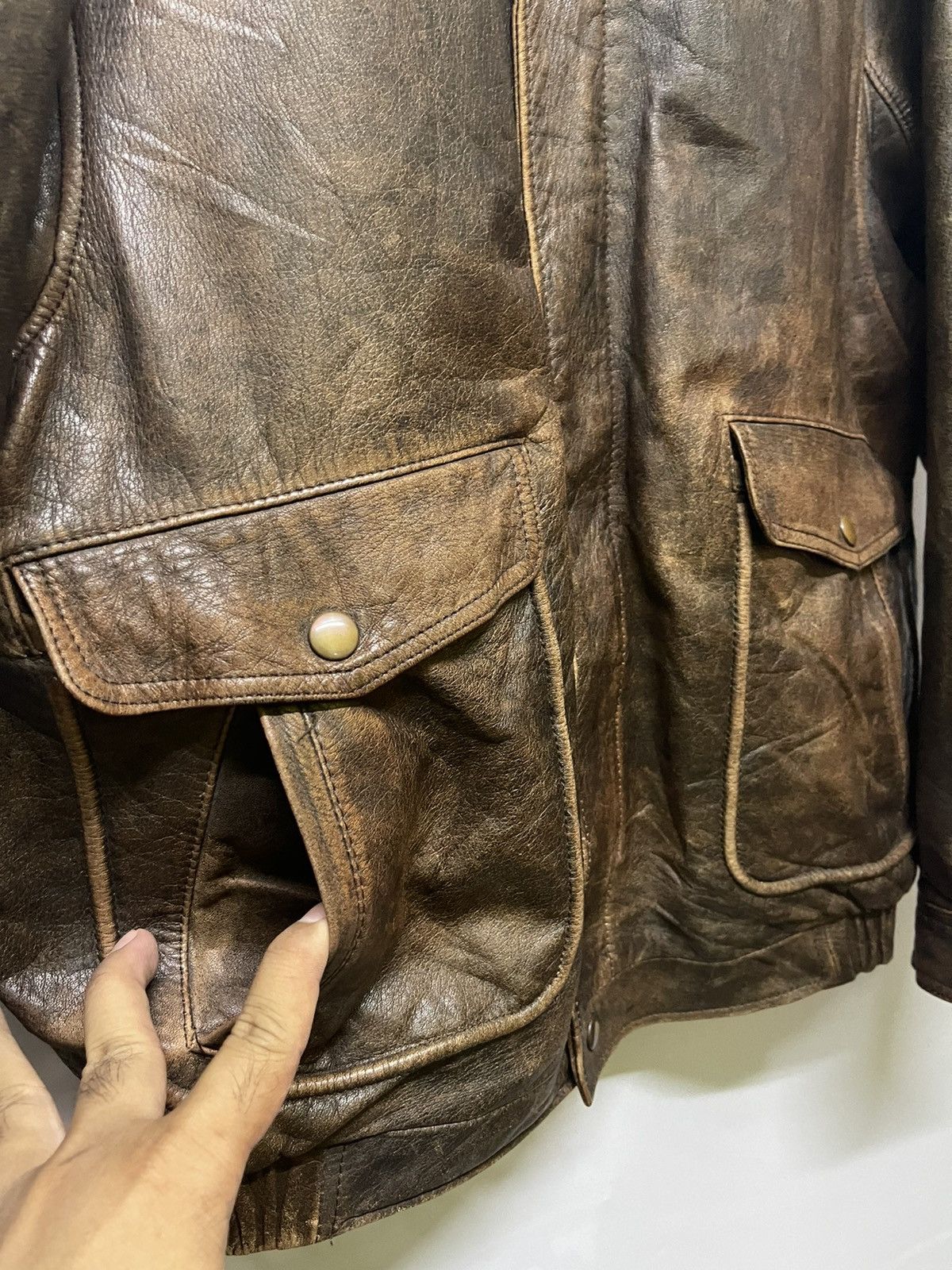 Vintage 📌Binding Offer📌 VINTAGE LEATHER JACKET BOMBER STYLE Size US XL / EU 56 / 4 - 8 Thumbnail