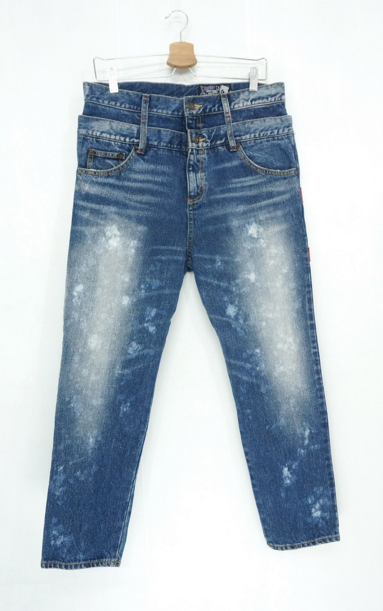 Japanese Brand 🔥Vtg CANDY STRIPPER Doublewaist Union Jack Distressed Jeans Size US 31 - 2 Thumbnail