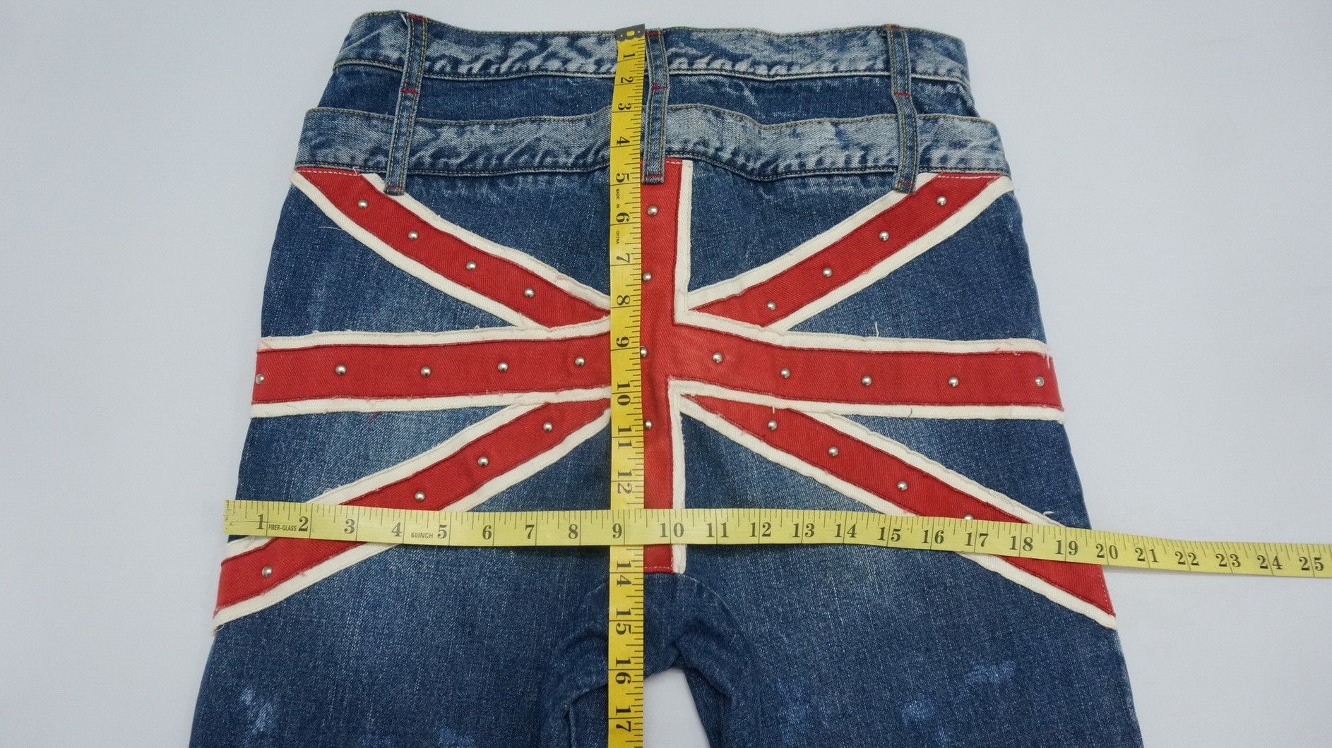 Japanese Brand 🔥Vtg CANDY STRIPPER Doublewaist Union Jack Distressed Jeans Size US 31 - 14 Thumbnail