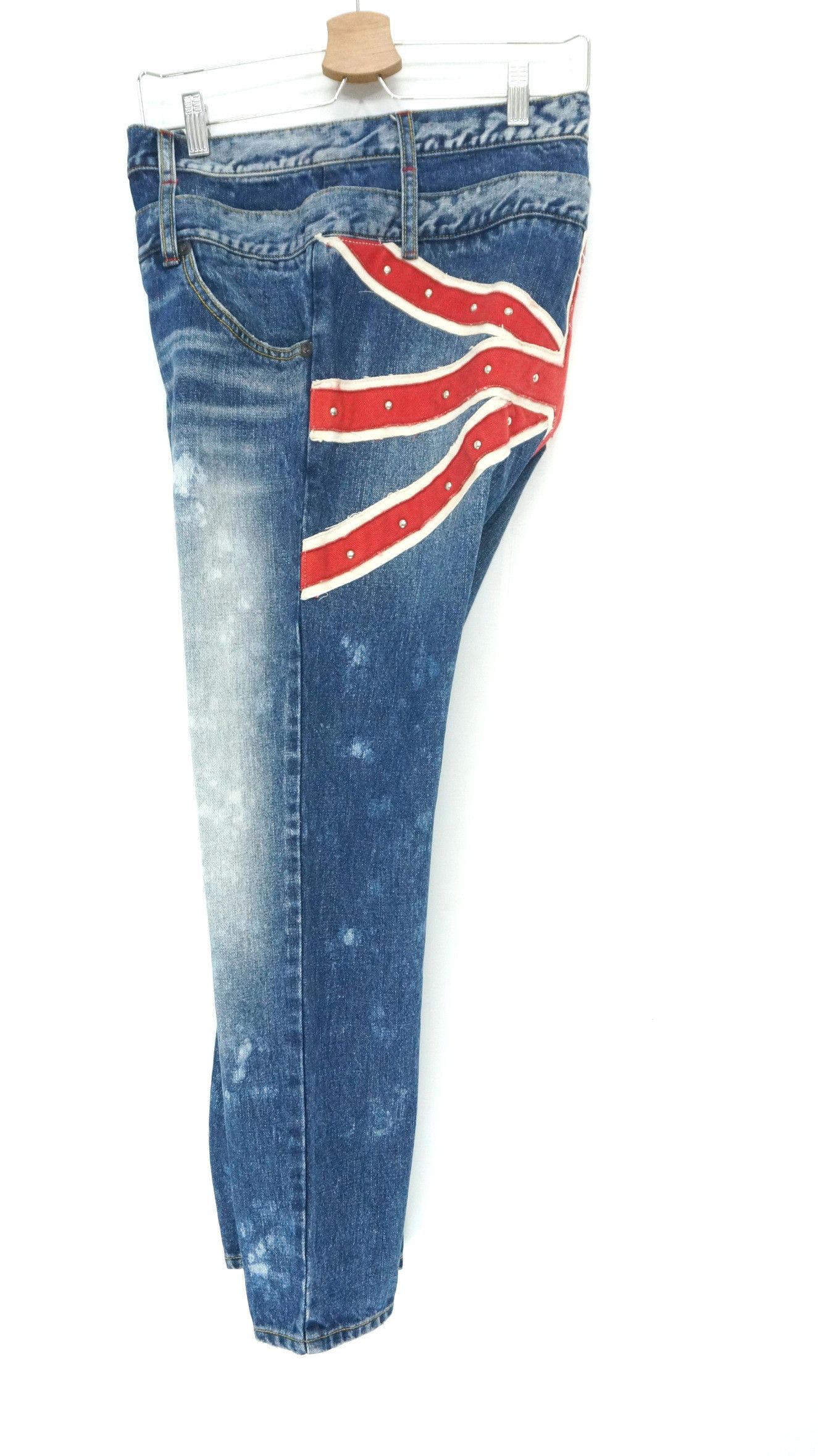 Japanese Brand 🔥Vtg CANDY STRIPPER Doublewaist Union Jack Distressed Jeans Size US 31 - 3 Thumbnail