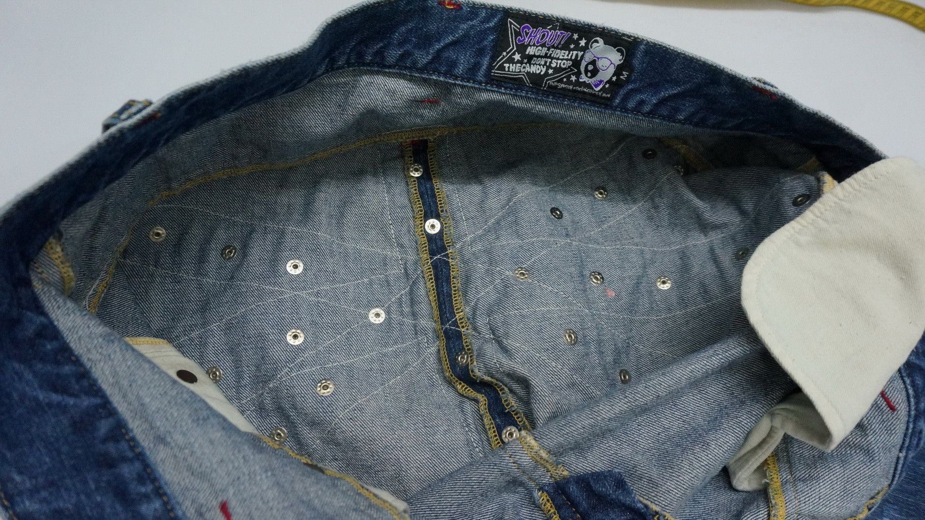 Japanese Brand 🔥Vtg CANDY STRIPPER Doublewaist Union Jack Distressed Jeans Size US 31 - 19 Thumbnail