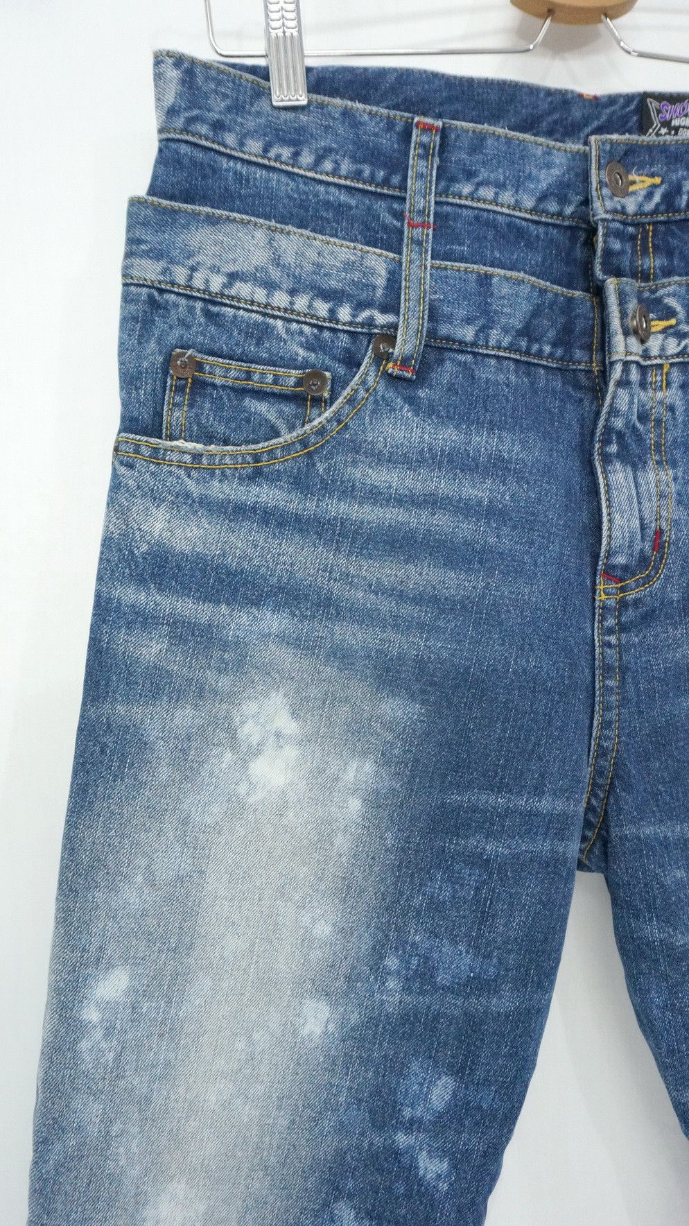 Japanese Brand 🔥Vtg CANDY STRIPPER Doublewaist Union Jack Distressed Jeans Size US 31 - 4 Thumbnail