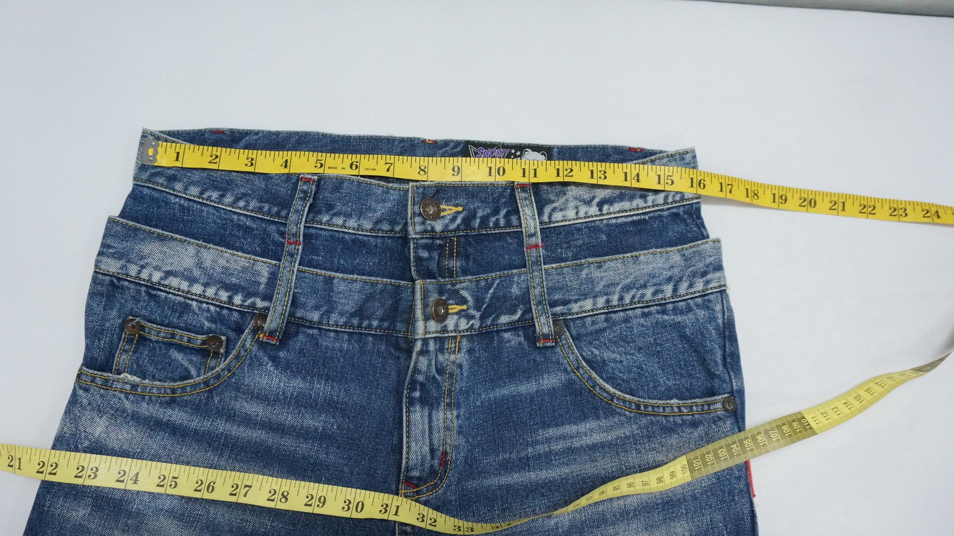 Japanese Brand 🔥Vtg CANDY STRIPPER Doublewaist Union Jack Distressed Jeans Size US 31 - 10 Thumbnail