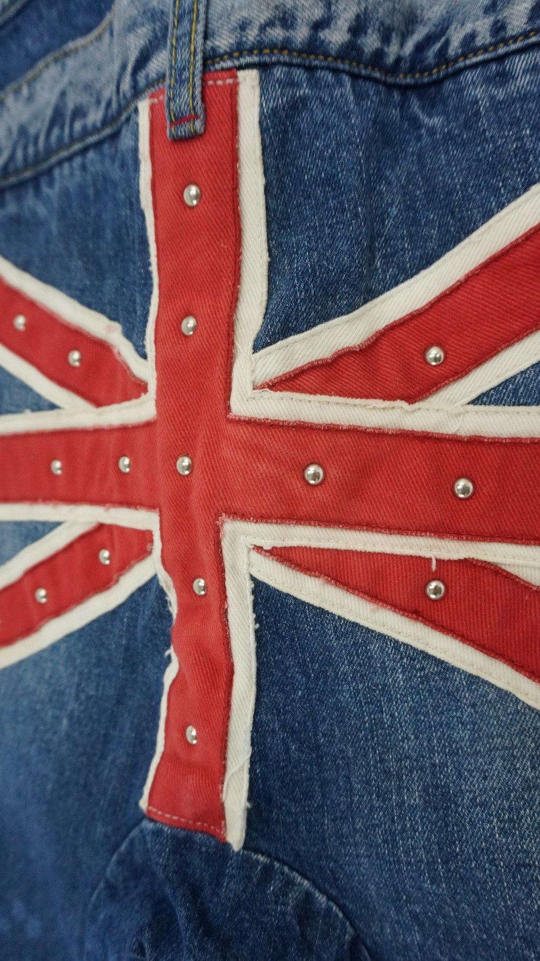 Japanese Brand 🔥Vtg CANDY STRIPPER Doublewaist Union Jack Distressed Jeans Size US 31 - 9 Thumbnail