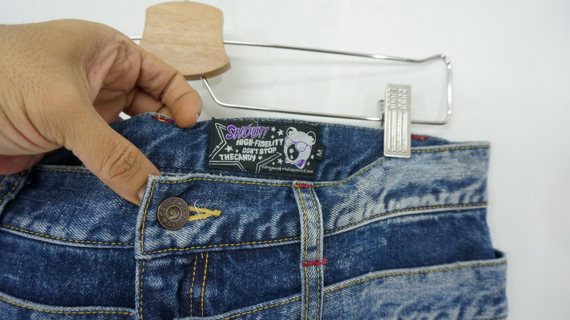 Japanese Brand 🔥Vtg CANDY STRIPPER Doublewaist Union Jack Distressed Jeans Size US 31 - 7 Thumbnail