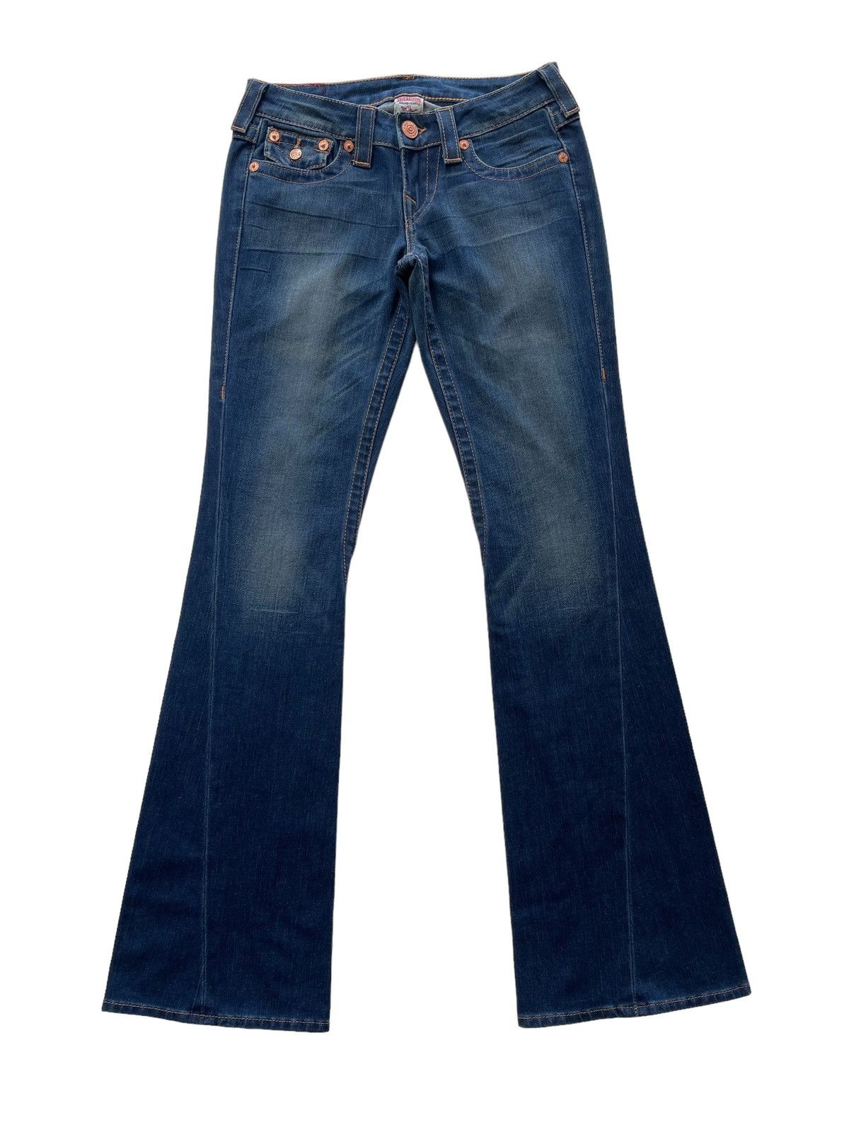 image of True Religion Twisted Flare Denim in Blue Denim, Women's (Size 26)