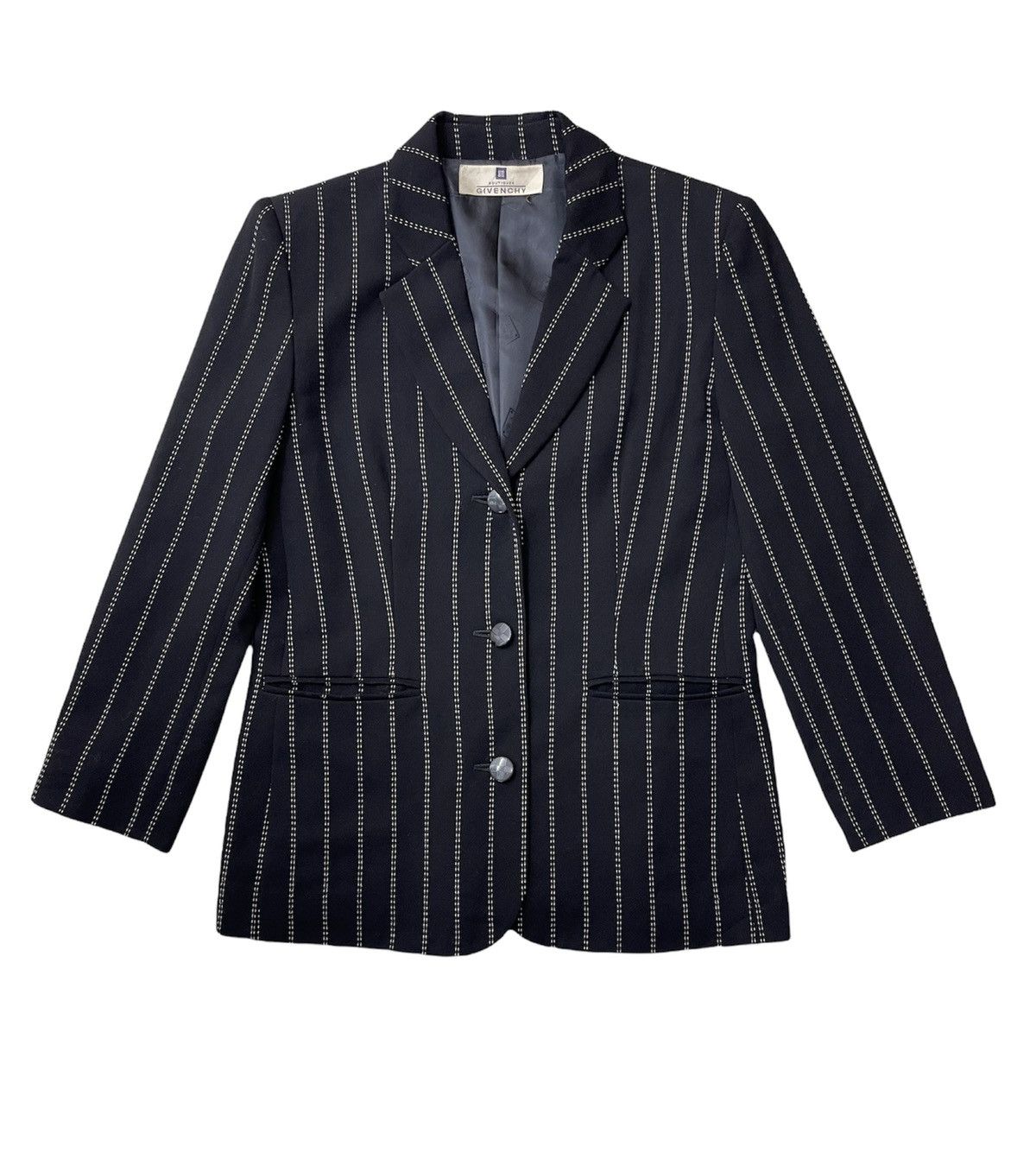 image of Givenchy Stripe Pattern Coat / Jacket in Black, Women's (Size Medium)