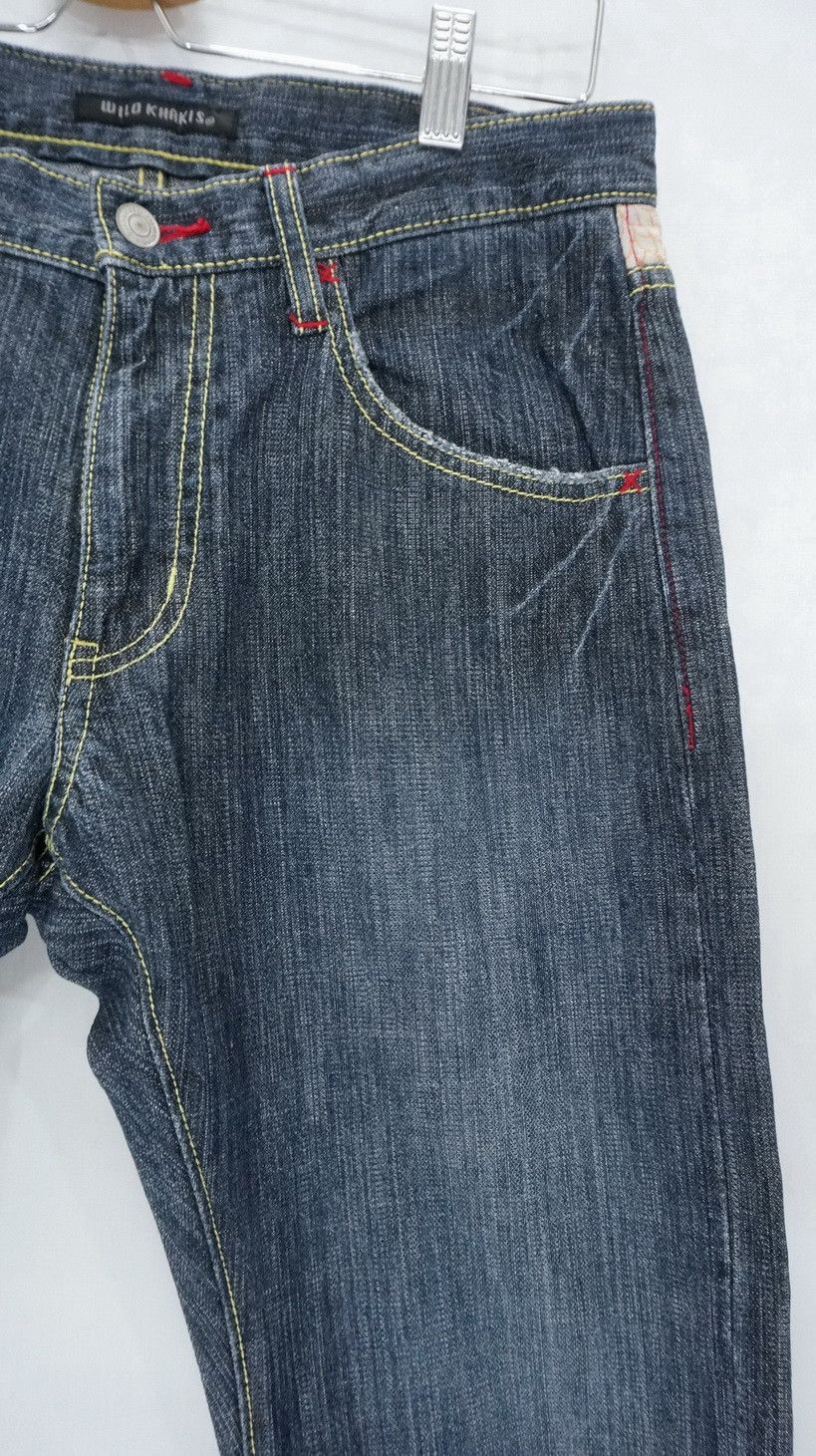 Japanese Brand WILD KHAKIS Japan Floral Art Dusty Dark Blue Jeans Size US 31 - 7 Thumbnail