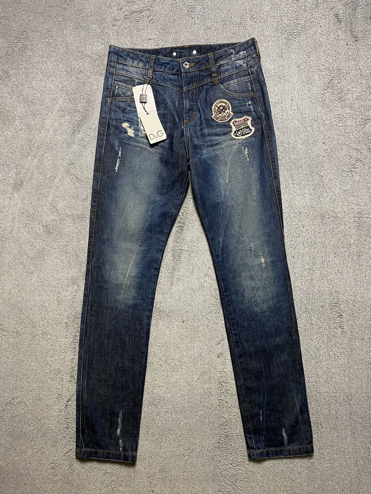 image of Archival Clothing x Dolce Gabbana Nwt! Dolce & Gabbana Distressed Avant-Garde Wash Denim Pants in B