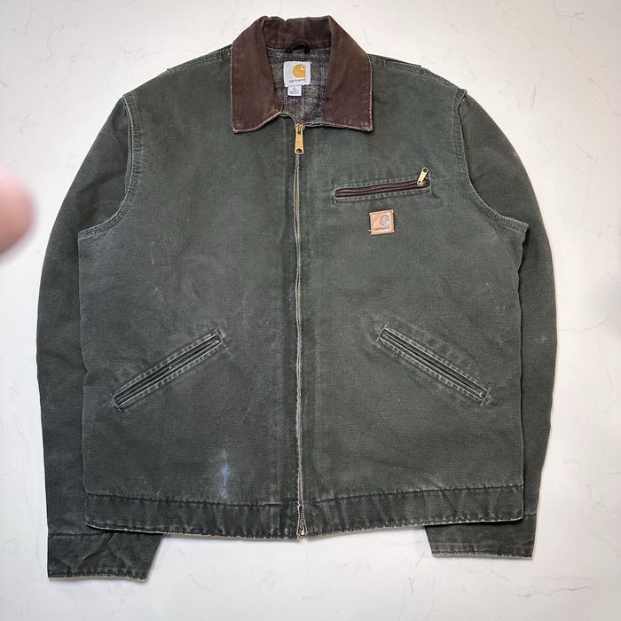 Vintage Carhartt Detroit jacket j97 moss | Grailed