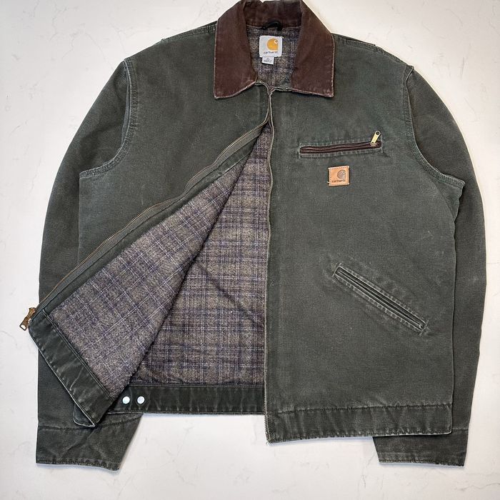 Vintage Carhartt Detroit jacket j97 moss | Grailed