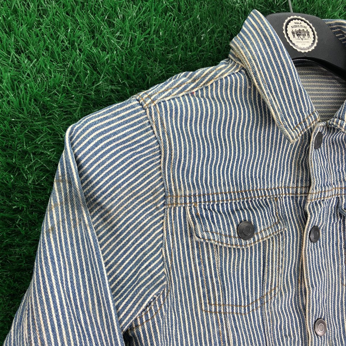 GU GU Japan Hickory Stripe Denim Jacket for Kid Size US XXS / EU 40 - 2 Thumbnail