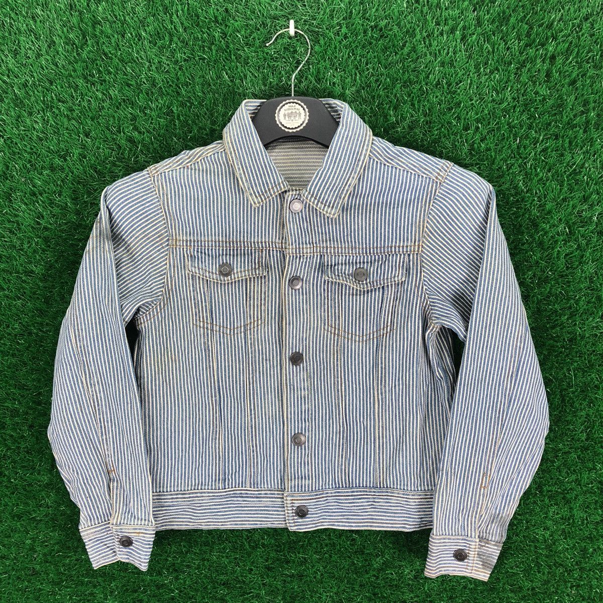 GU GU Japan Hickory Stripe Denim Jacket for Kid Size US XXS / EU 40 - 1 Thumbnail