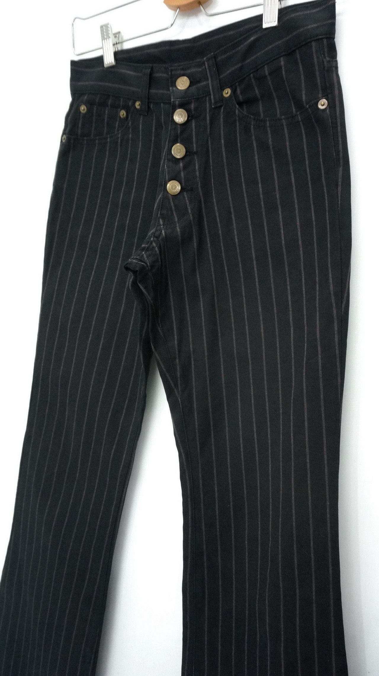 Japanese Brand TORNADO MART Japan Striped Buttonfly Flared Women's Pants Size 27" / US 4 / IT 40 - 3 Thumbnail
