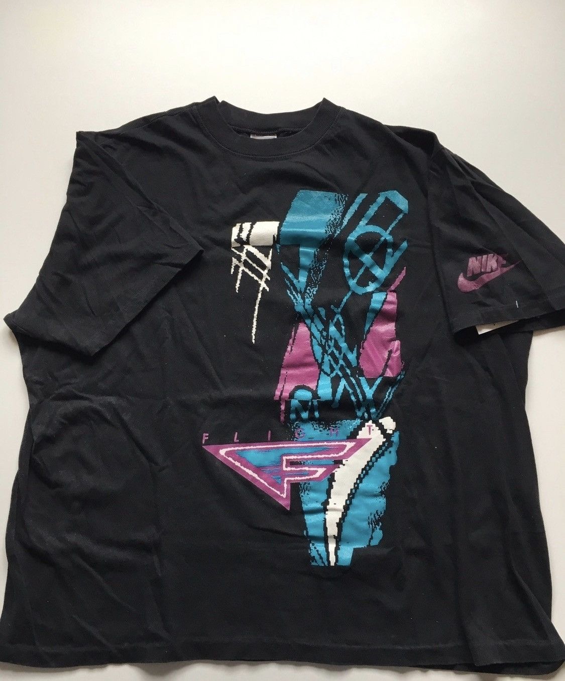 Nike × Vintage Vintage 1990s Nike Flight Graphic Grey Tag T Shirt XL Rare Size US XL / EU 56 / 4 - 1 Thumbnail