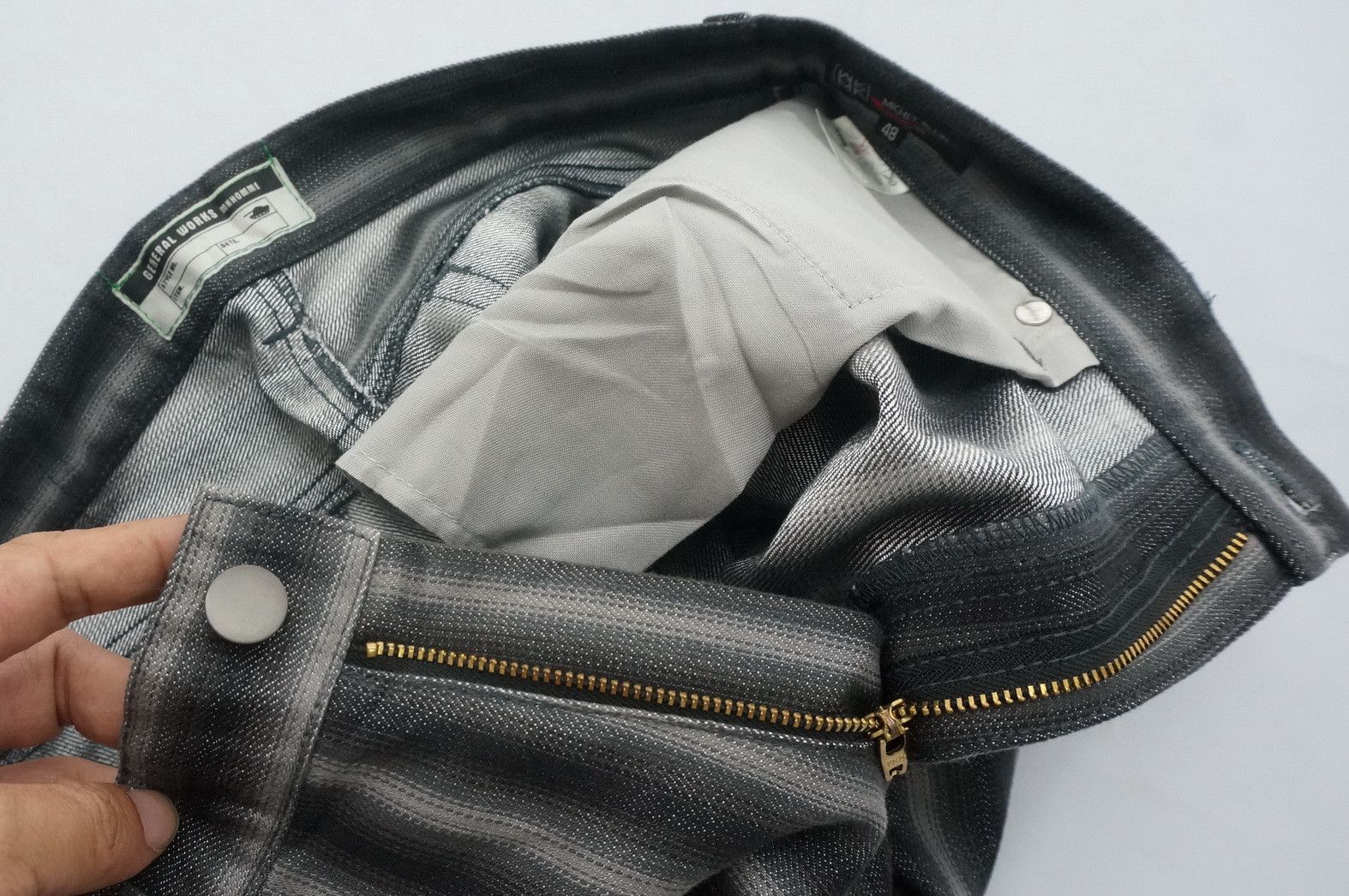 Japanese Brand Flare 🎌 MK HOMME Rare Shadow Striped Lowrise Denim Size US 30 / EU 46 - 15 Thumbnail
