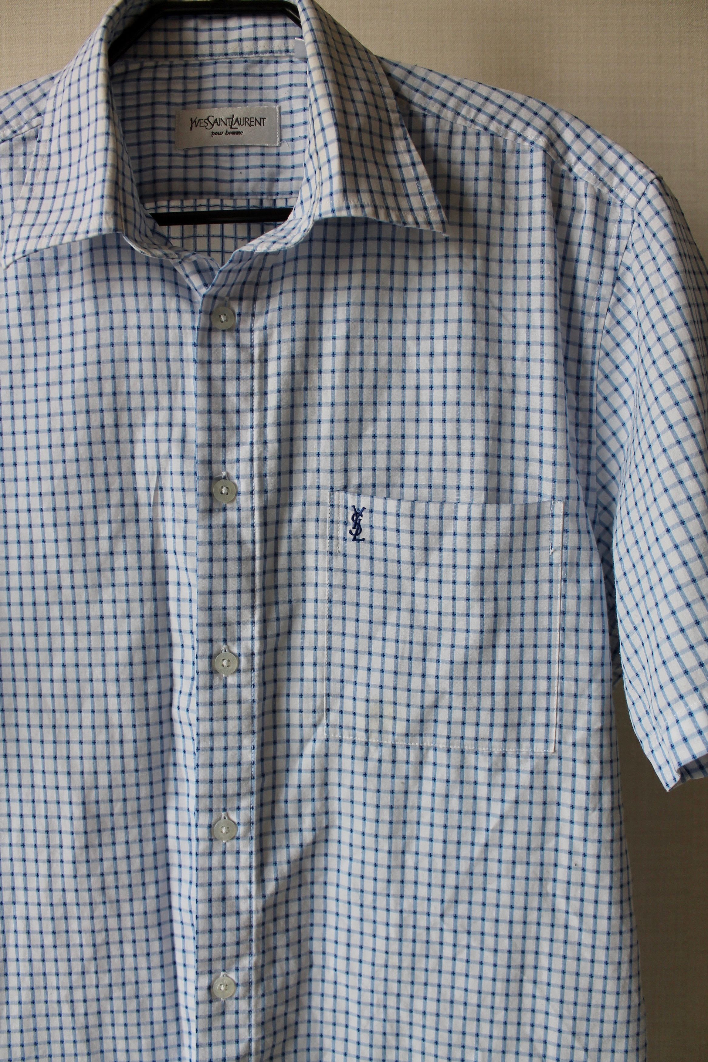 Vintage 90's Yves Saint Laurent Shirt short Sleeve Blue Size US M / EU 48-50 / 2 - 2 Thumbnail